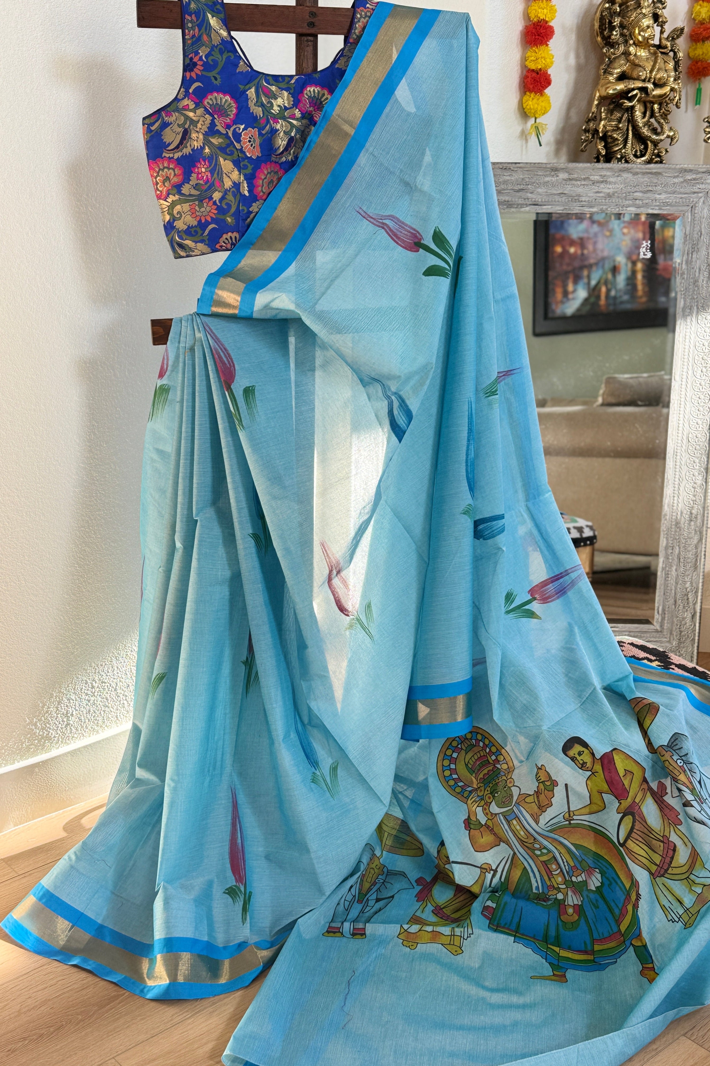 Kerala Cotton Handpainted Saree