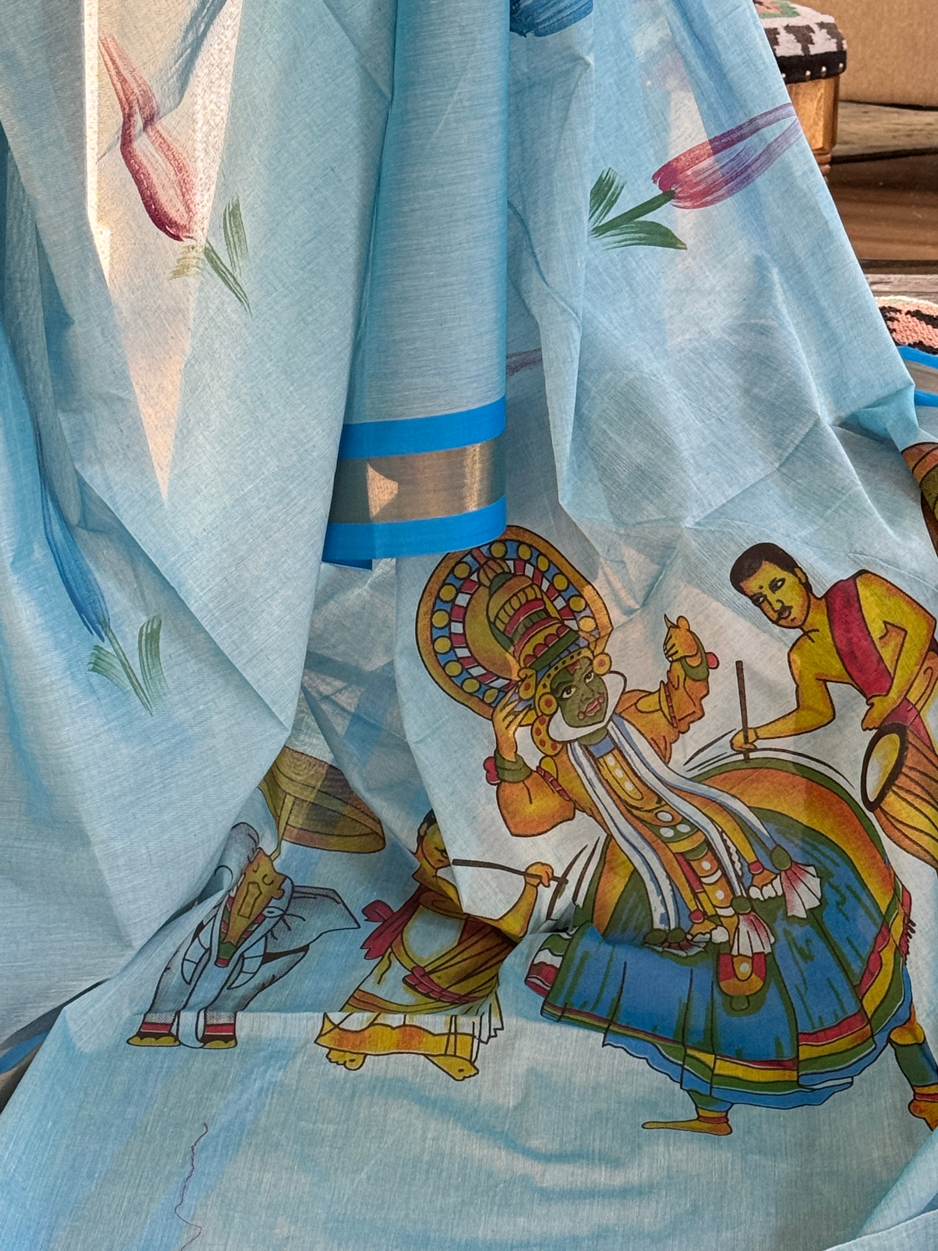 Kerala Cotton Handpainted Saree