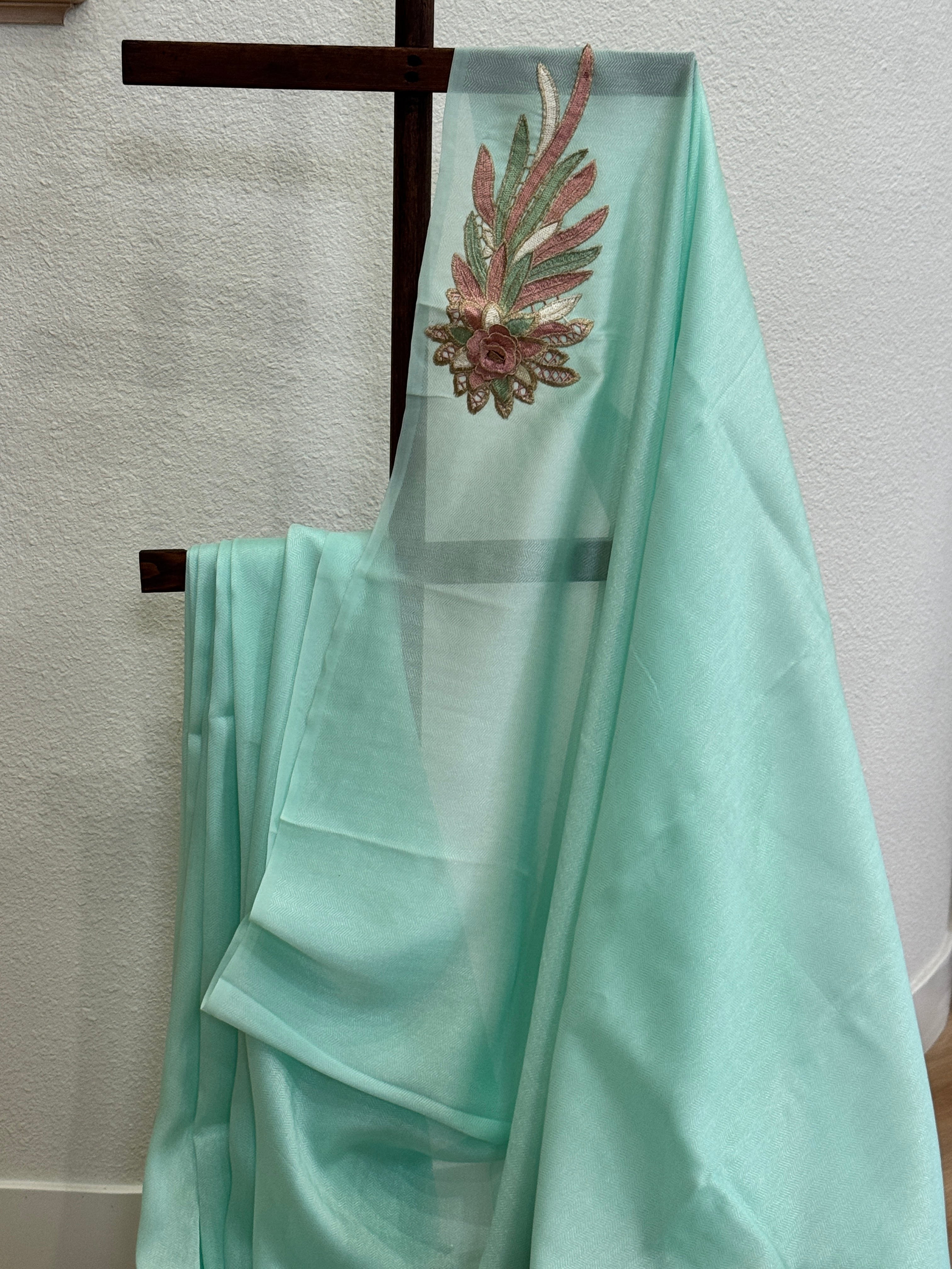 Pista Green with peach patch saree