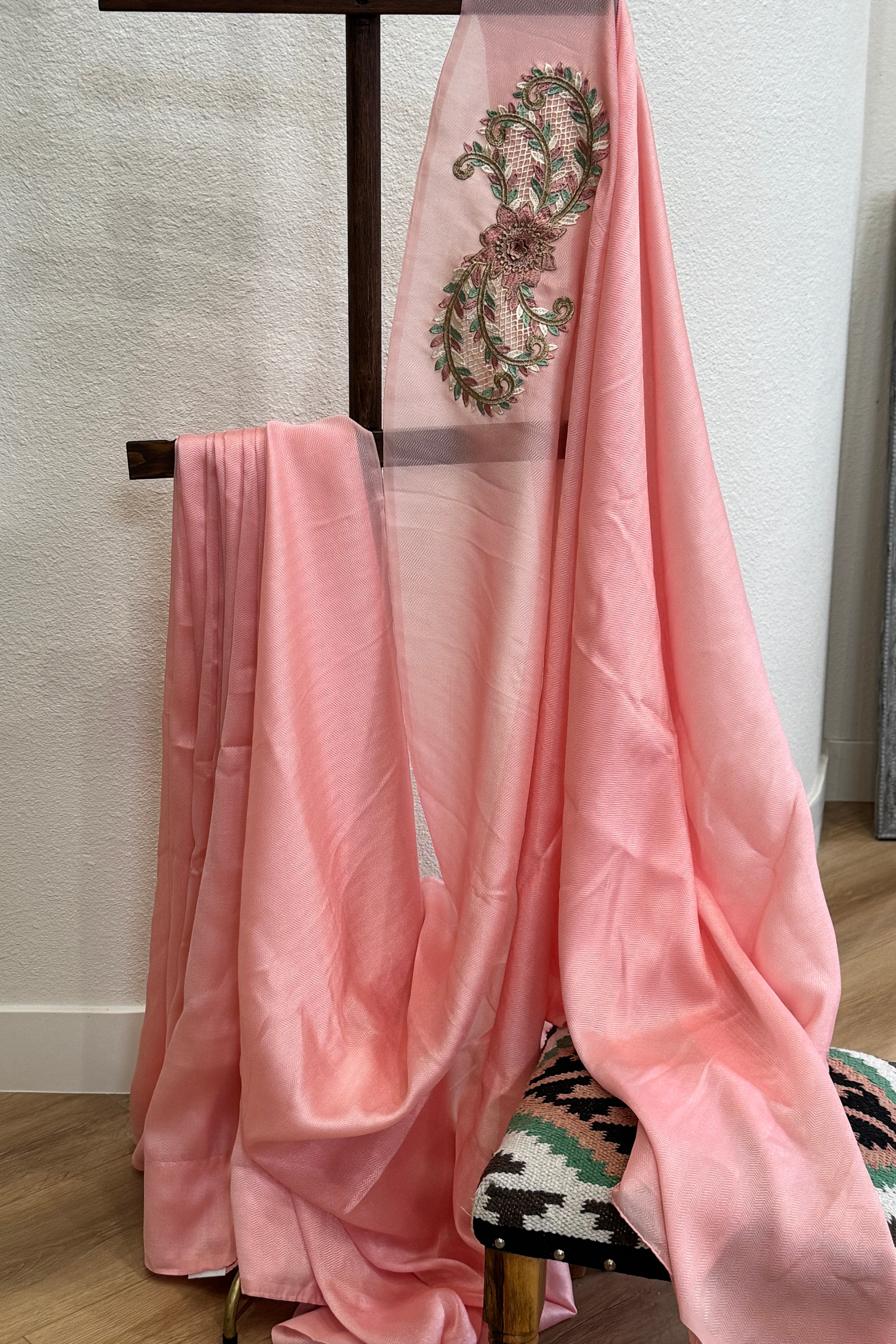 Peach Saree with patch