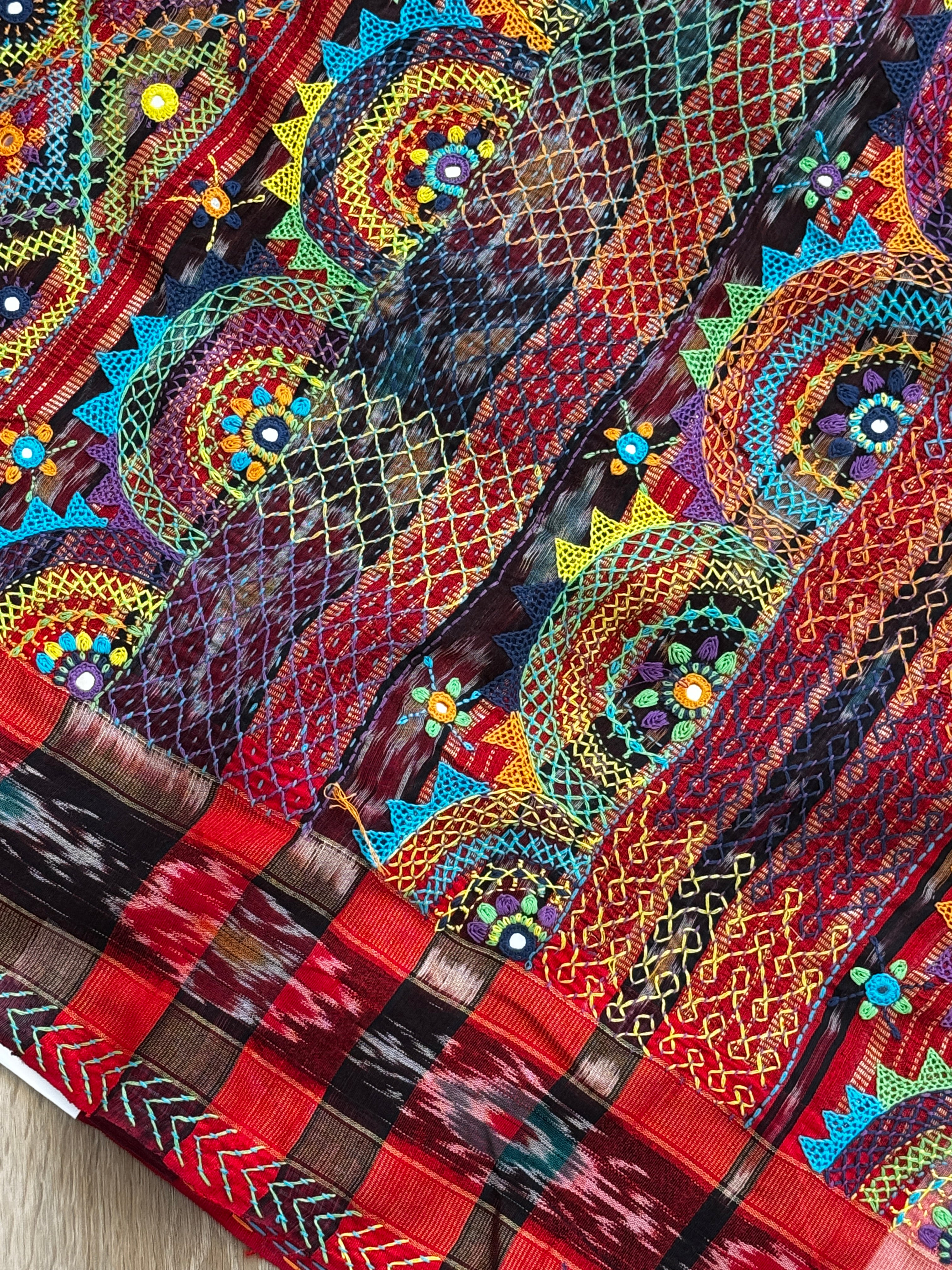 Lambani Embroidery on raw silk saree - light pink