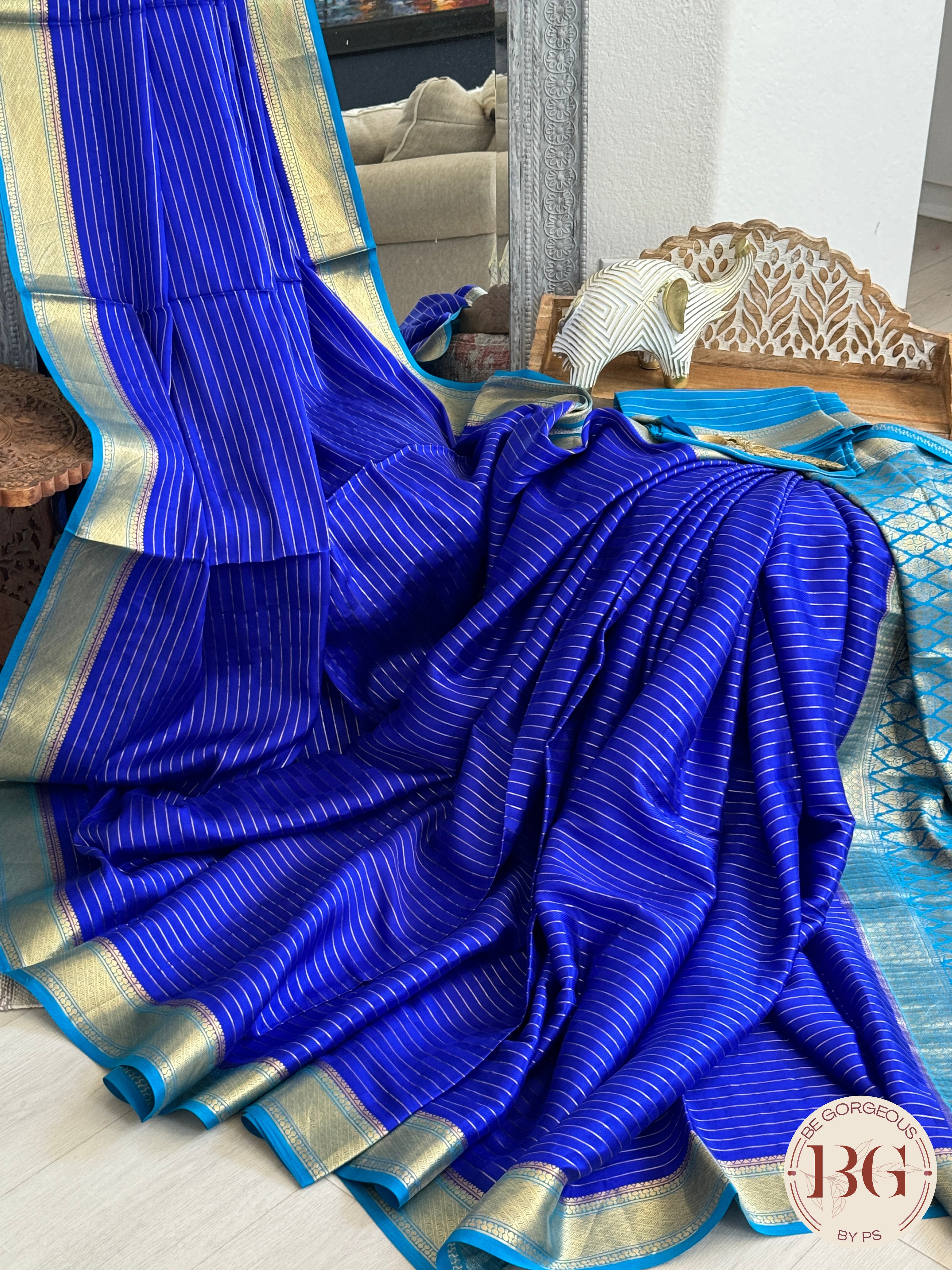 Mysore Pure Silk Handloom Saree - Royal Blue