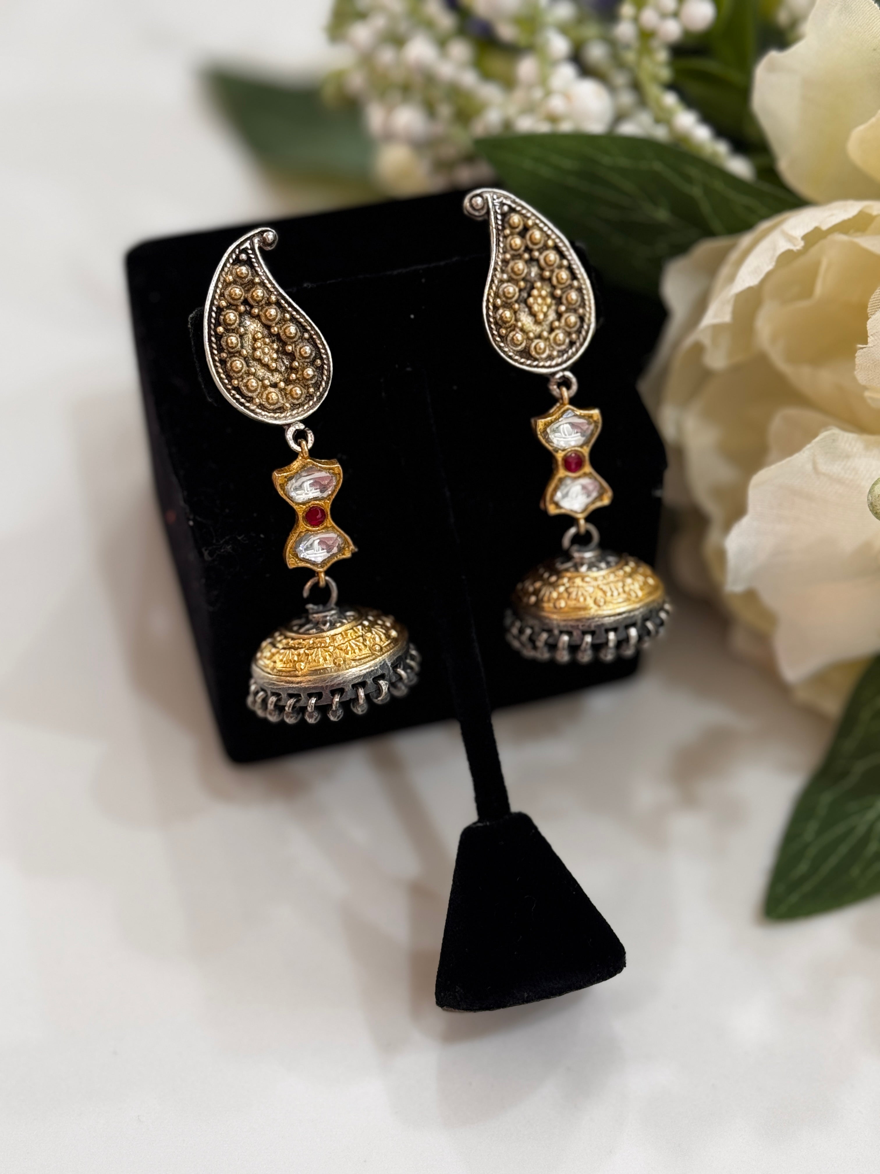 92.5 Silver Dual Tone Fusion Earrings