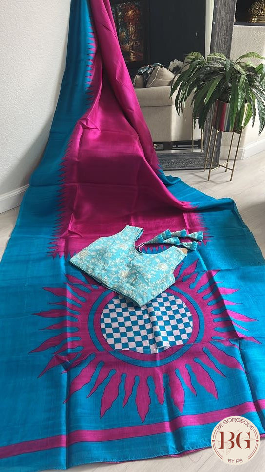 Murshidabad Silk saree color - hot pink