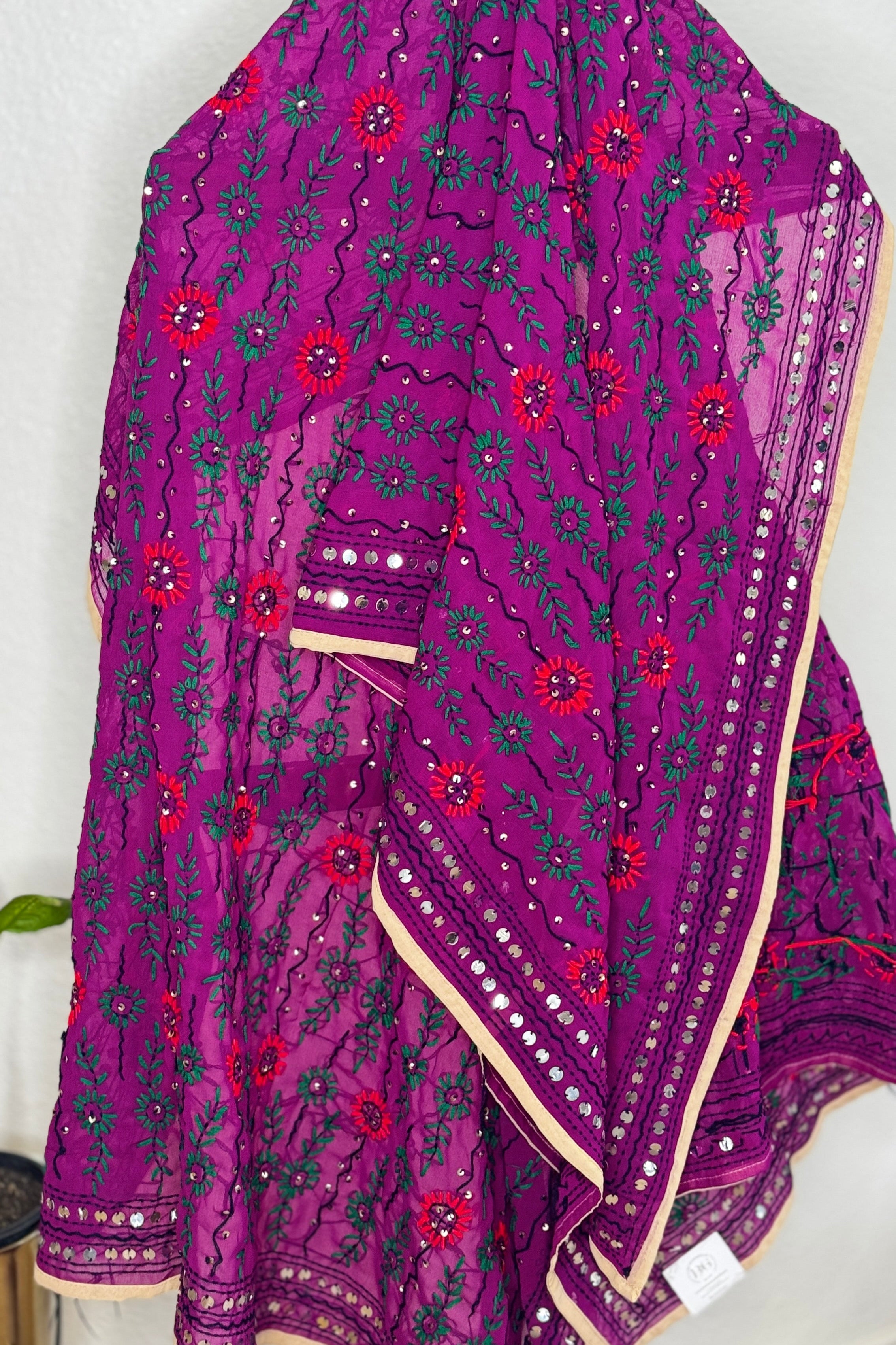 Geogette Fullkari dupatta - purple