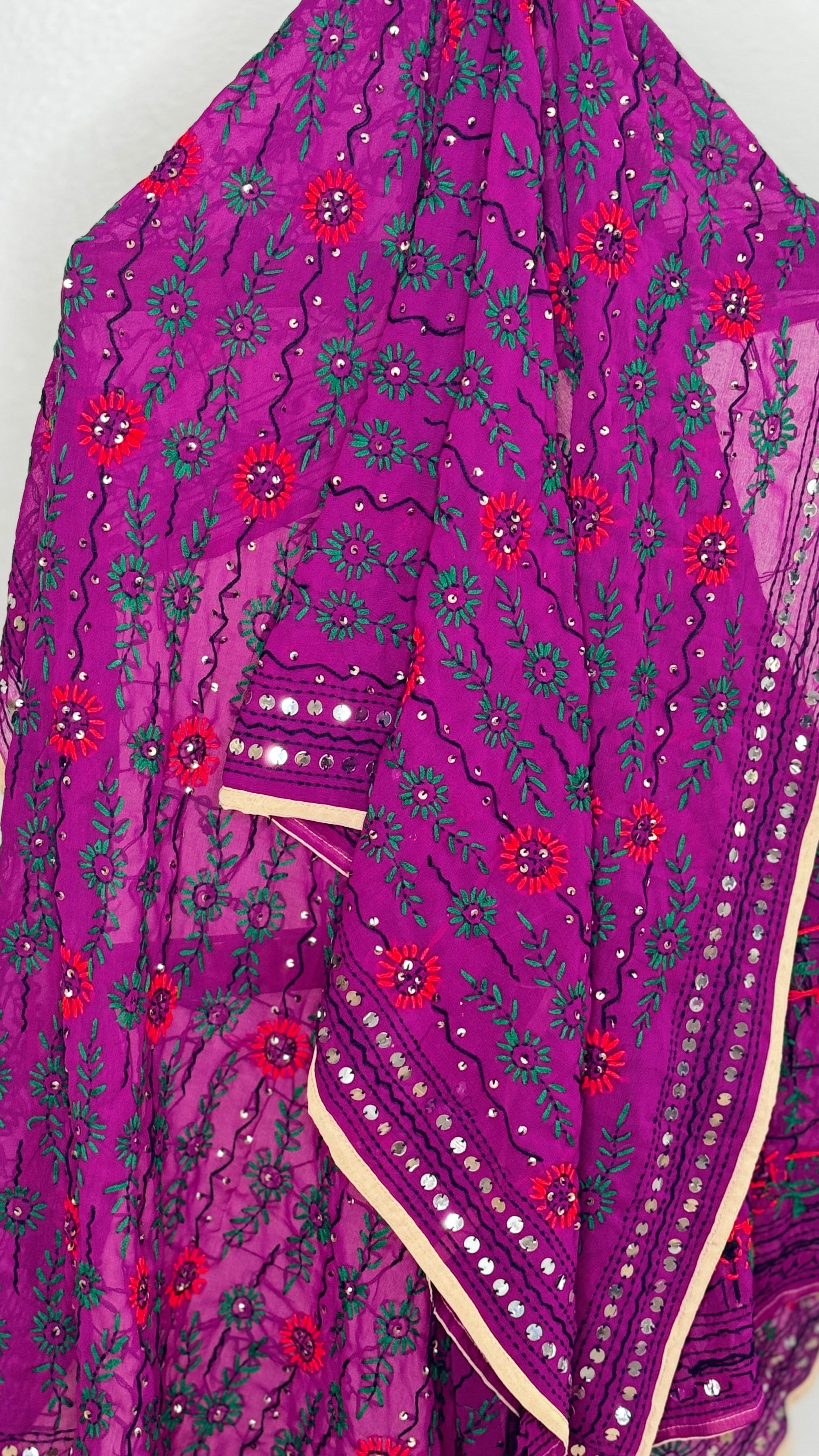 Geogette Fullkari dupatta - purple