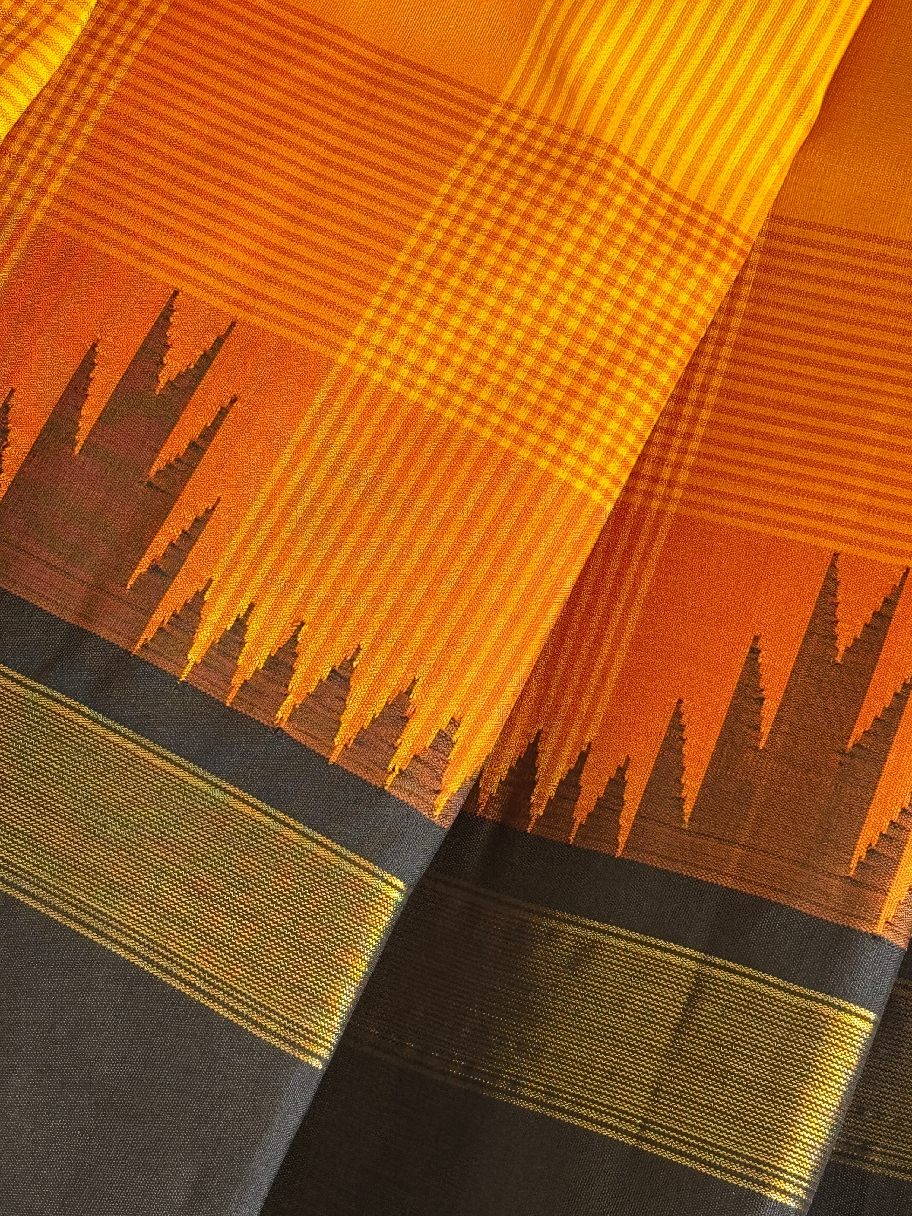 Kanjeevaram Handloom Pure Silk Kattam Saree