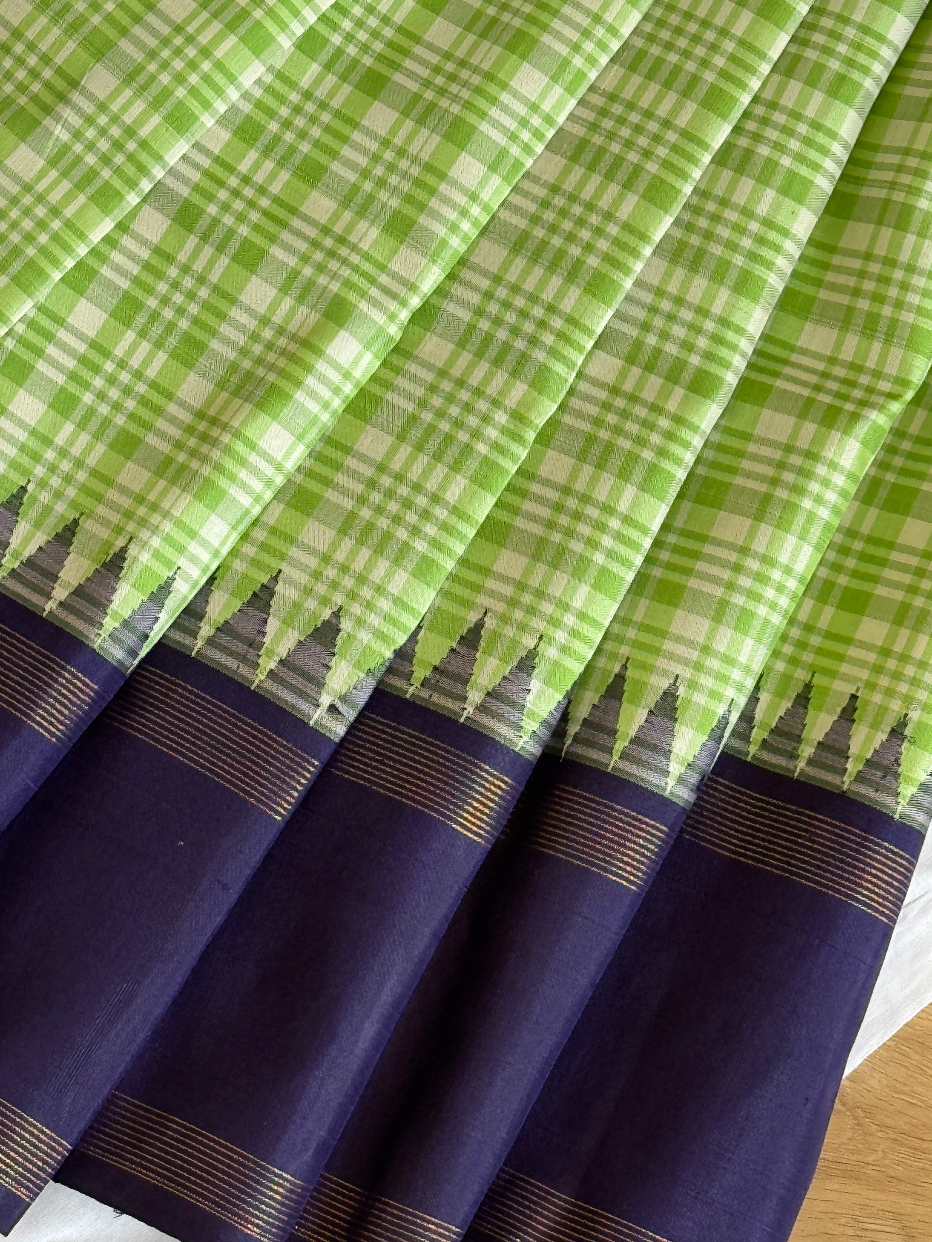 Kanjeevaram Handloom Pure Silk Kattam Saree