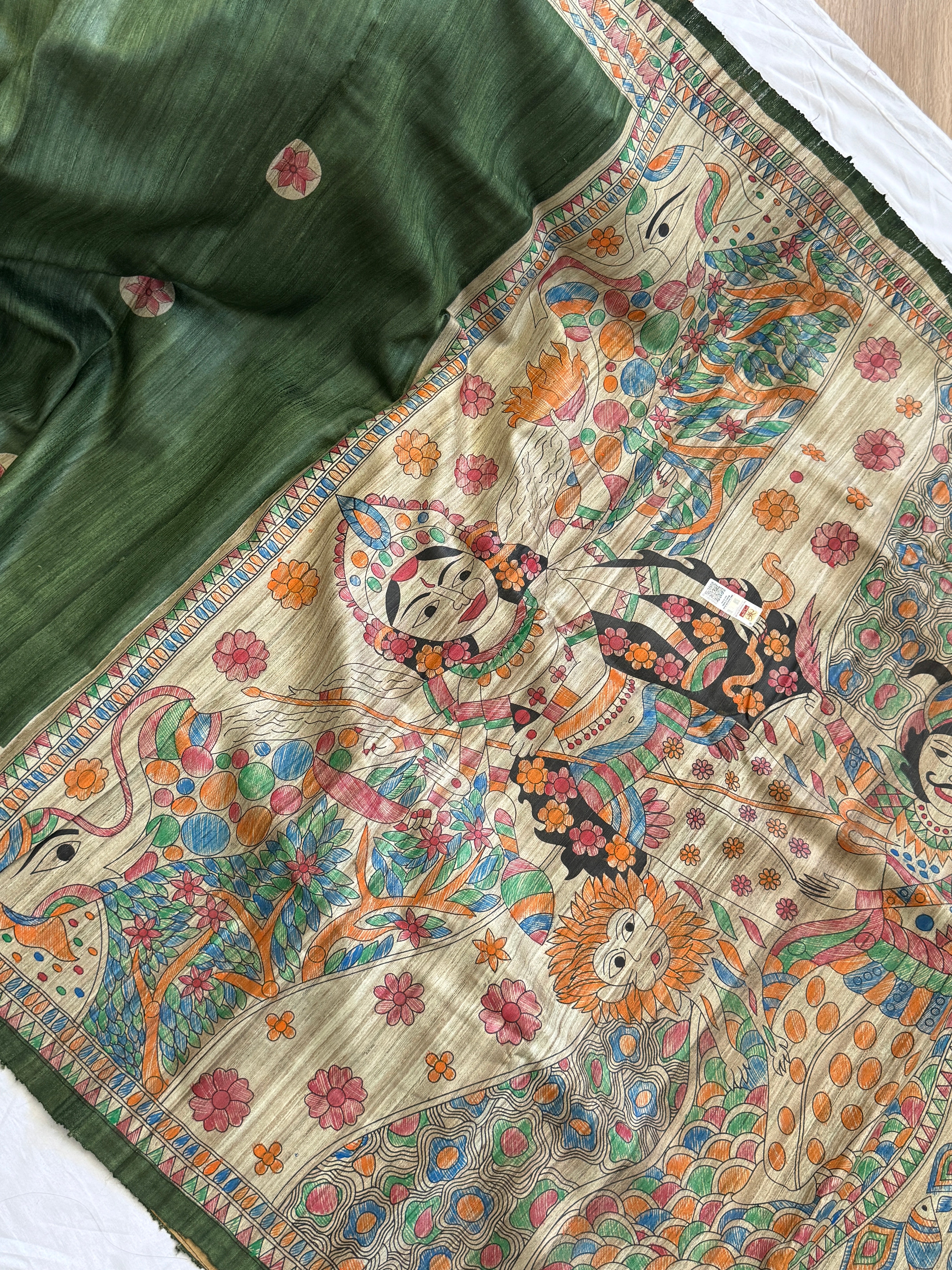 Gitcha Tussar Silk Madhubani Painted Saree