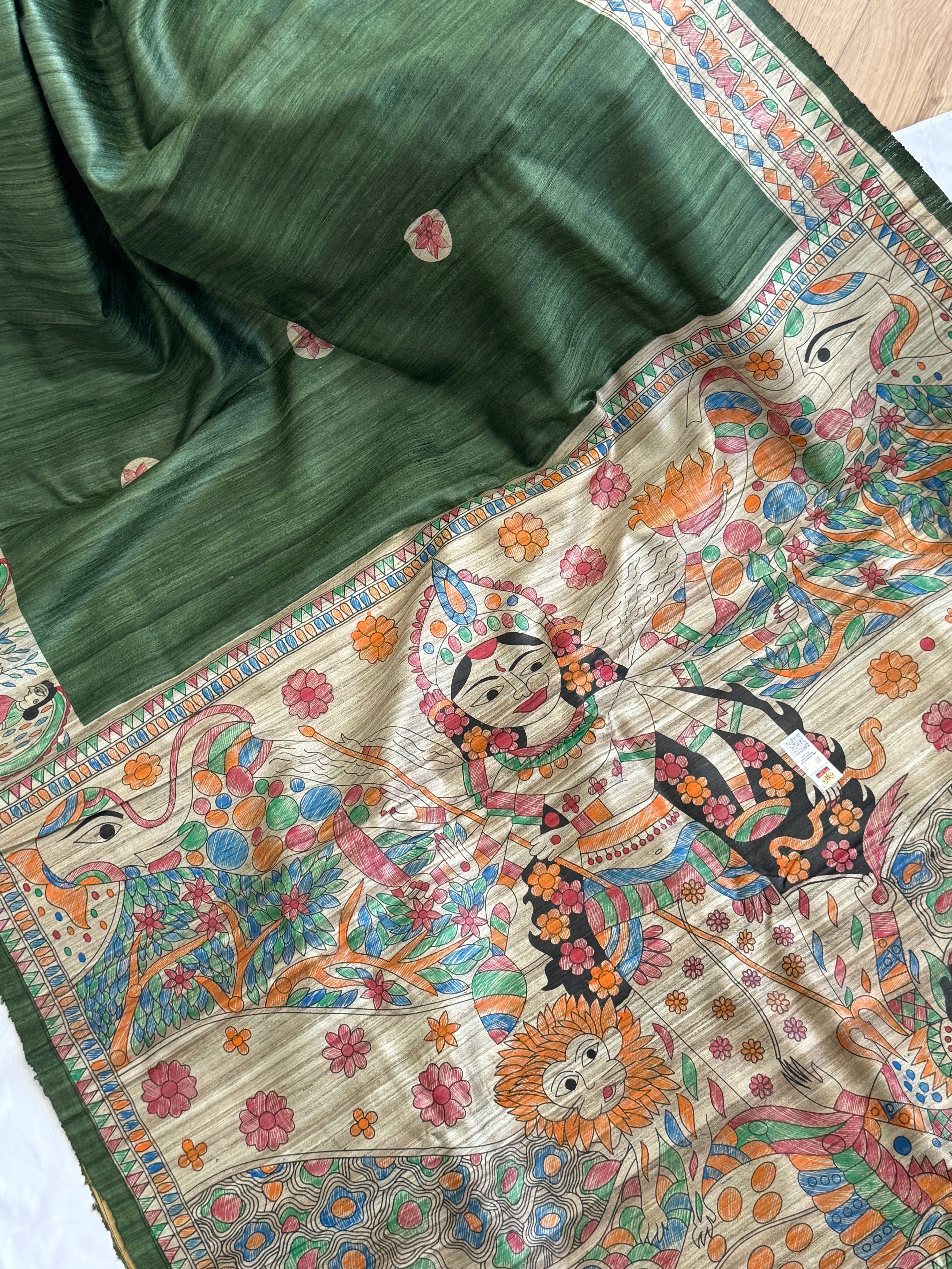 Gitcha Tussar Silk Madhubani Painted Saree