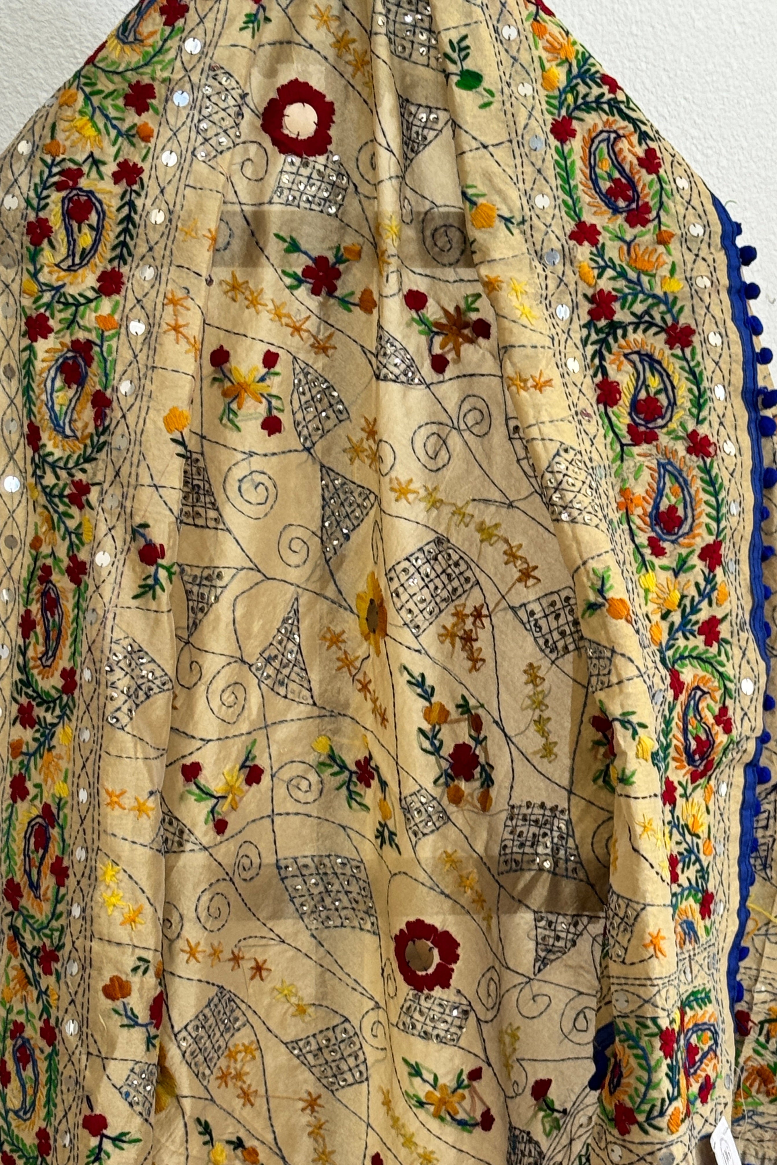 Chanderi Kantha dupatta - blue