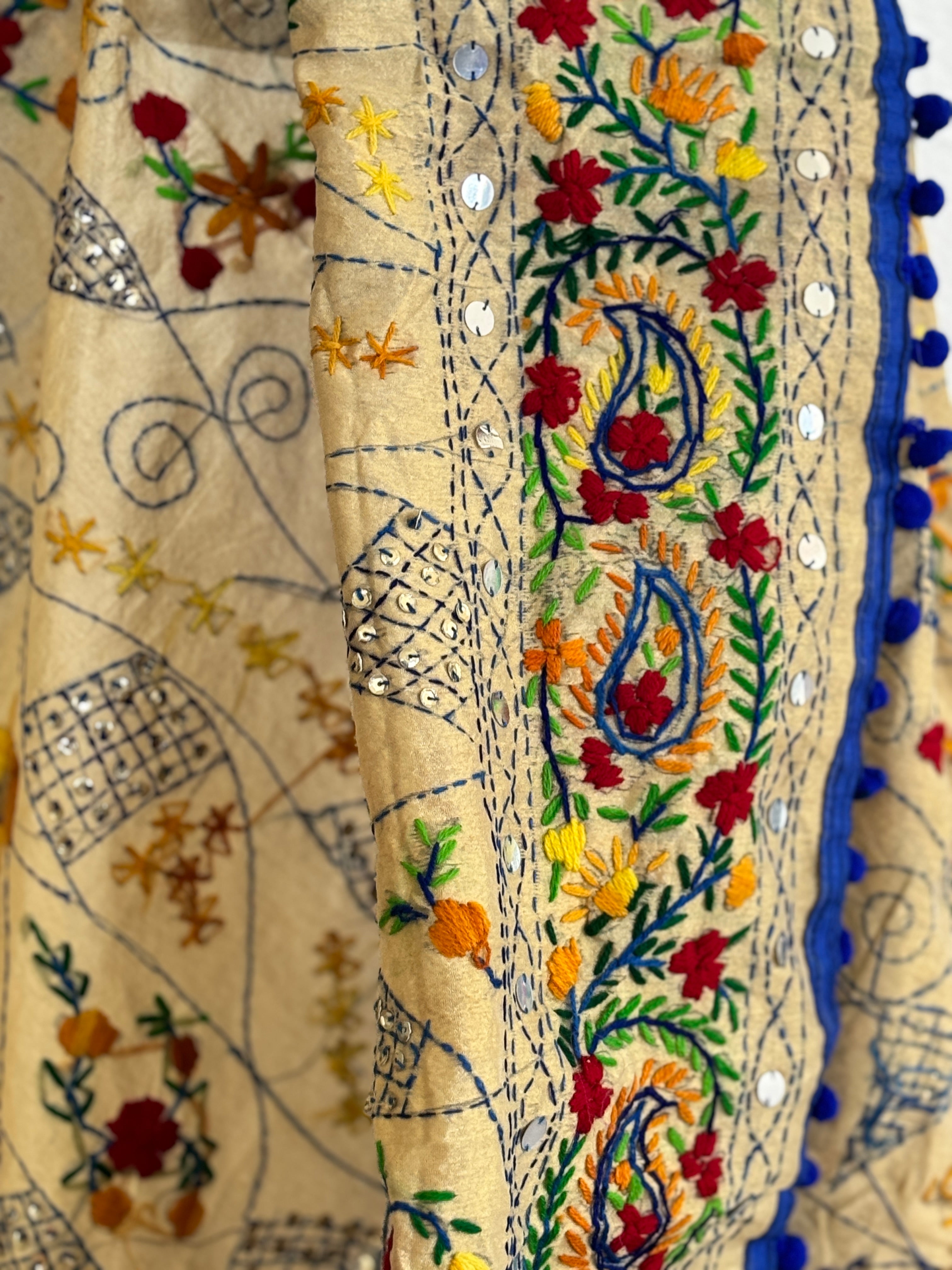 Chanderi Kantha dupatta - blue