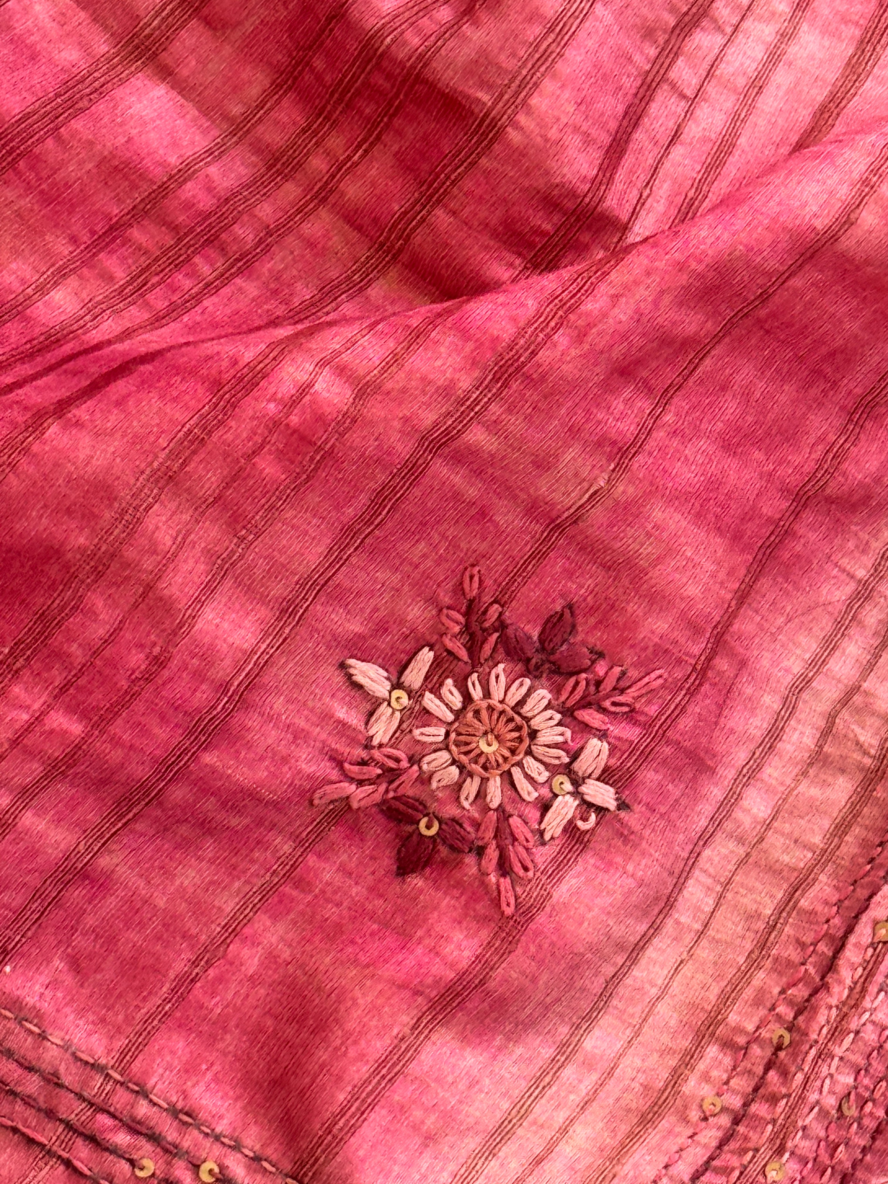 Bengal Linen Saree with French Knot Embroidery