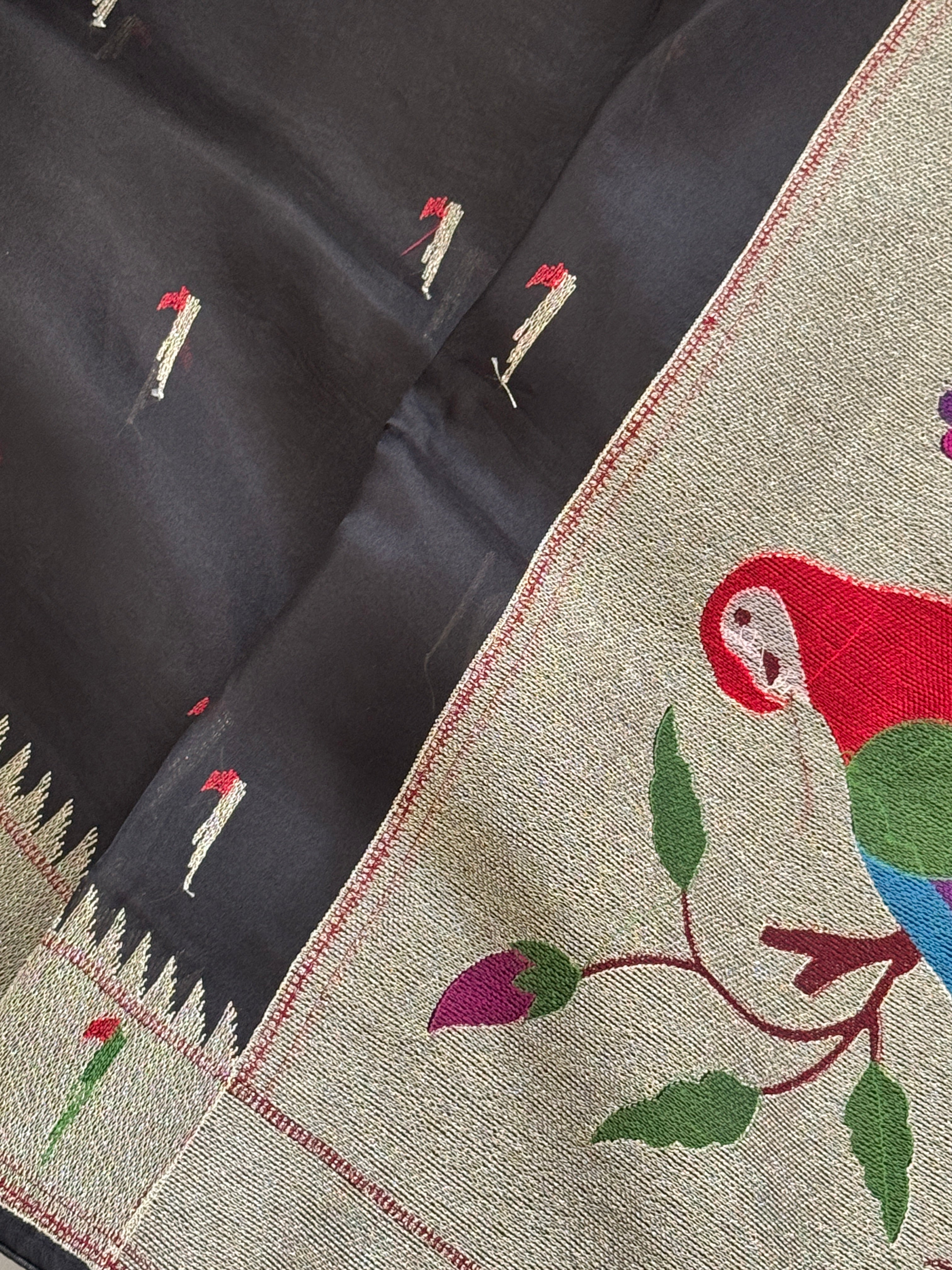 Organza with Paithani Muniya border and pallu