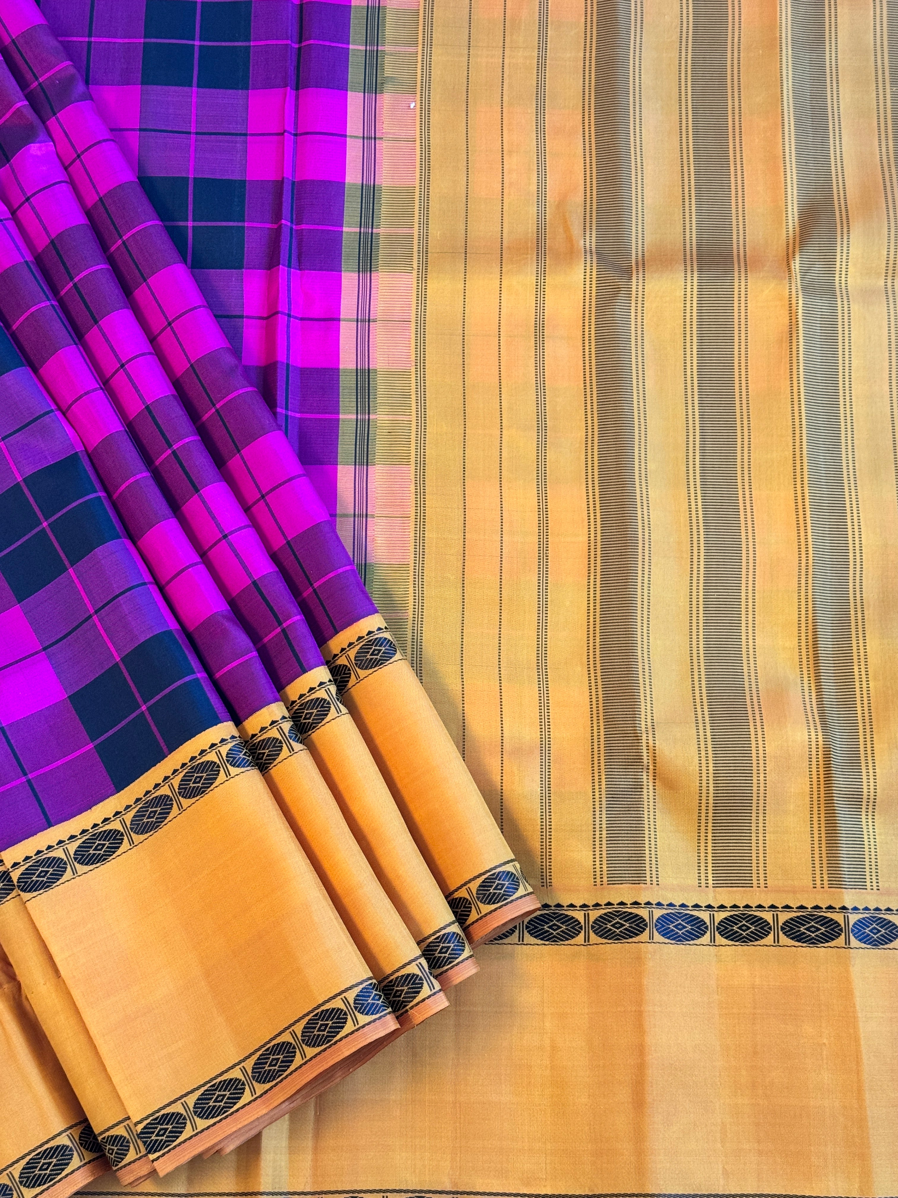 Kanjeevaram Handloom Pure Silk Kattam Saree