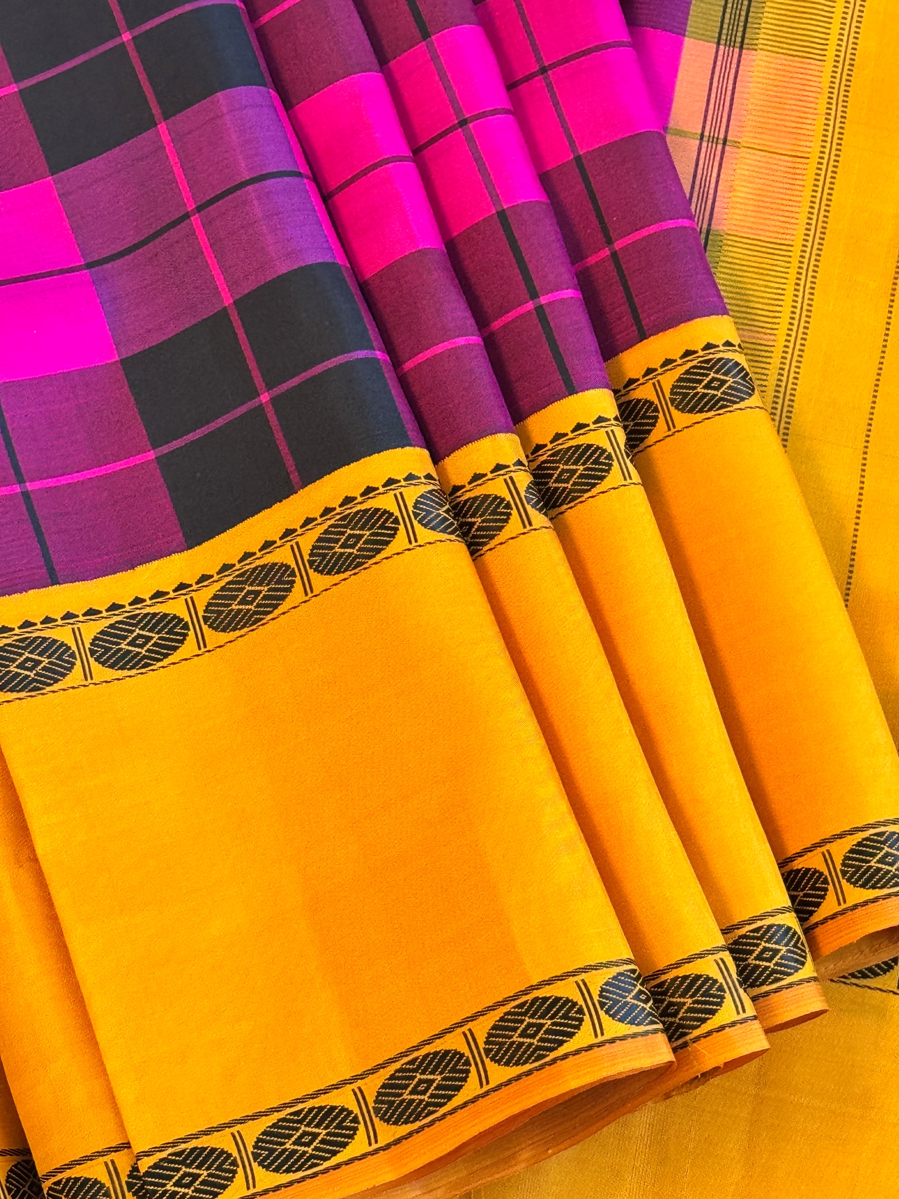 Kanjeevaram Handloom Pure Silk Kattam Saree