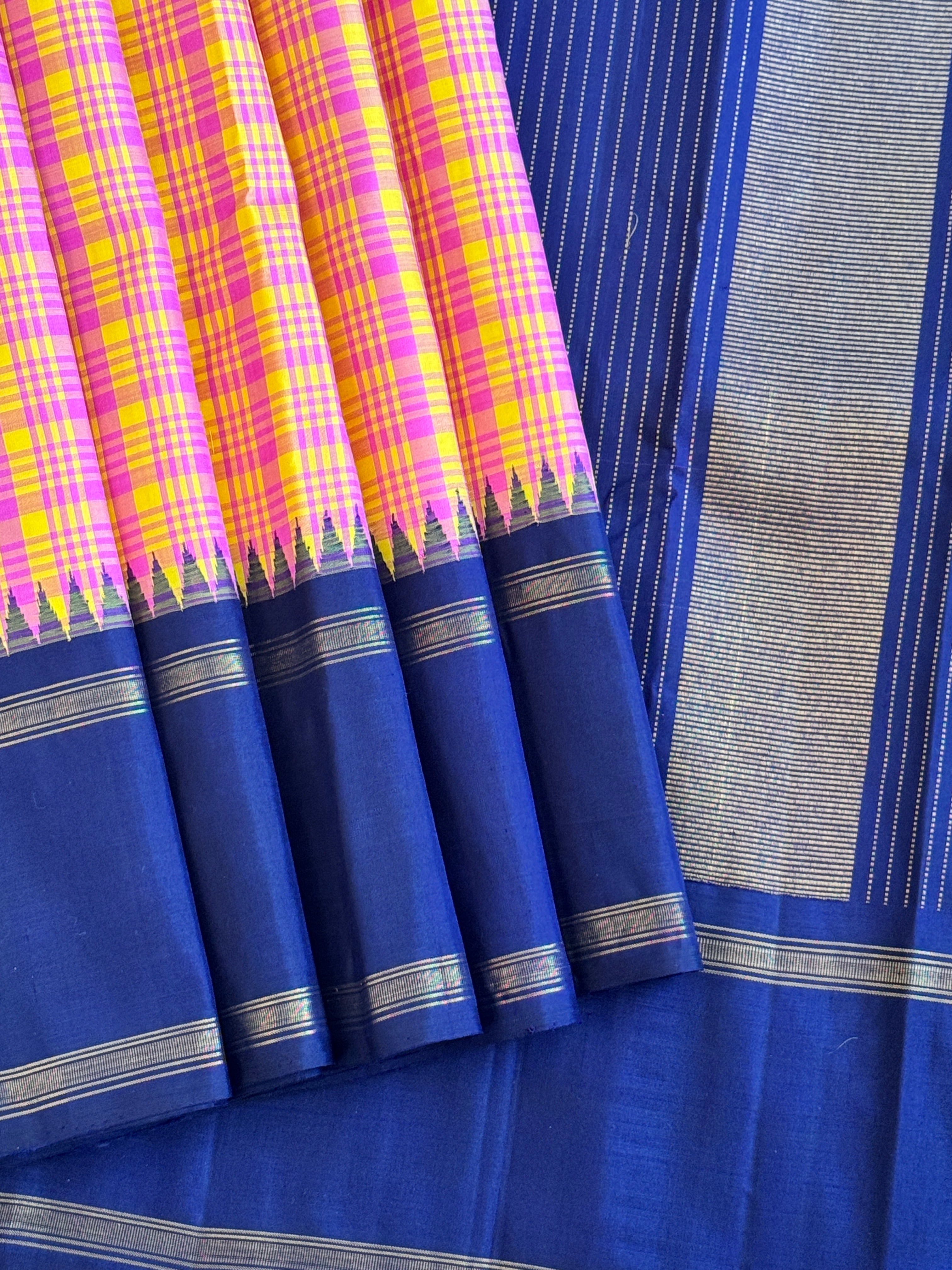 Kanjeevaram Handloom Pure Silk Kattam Saree