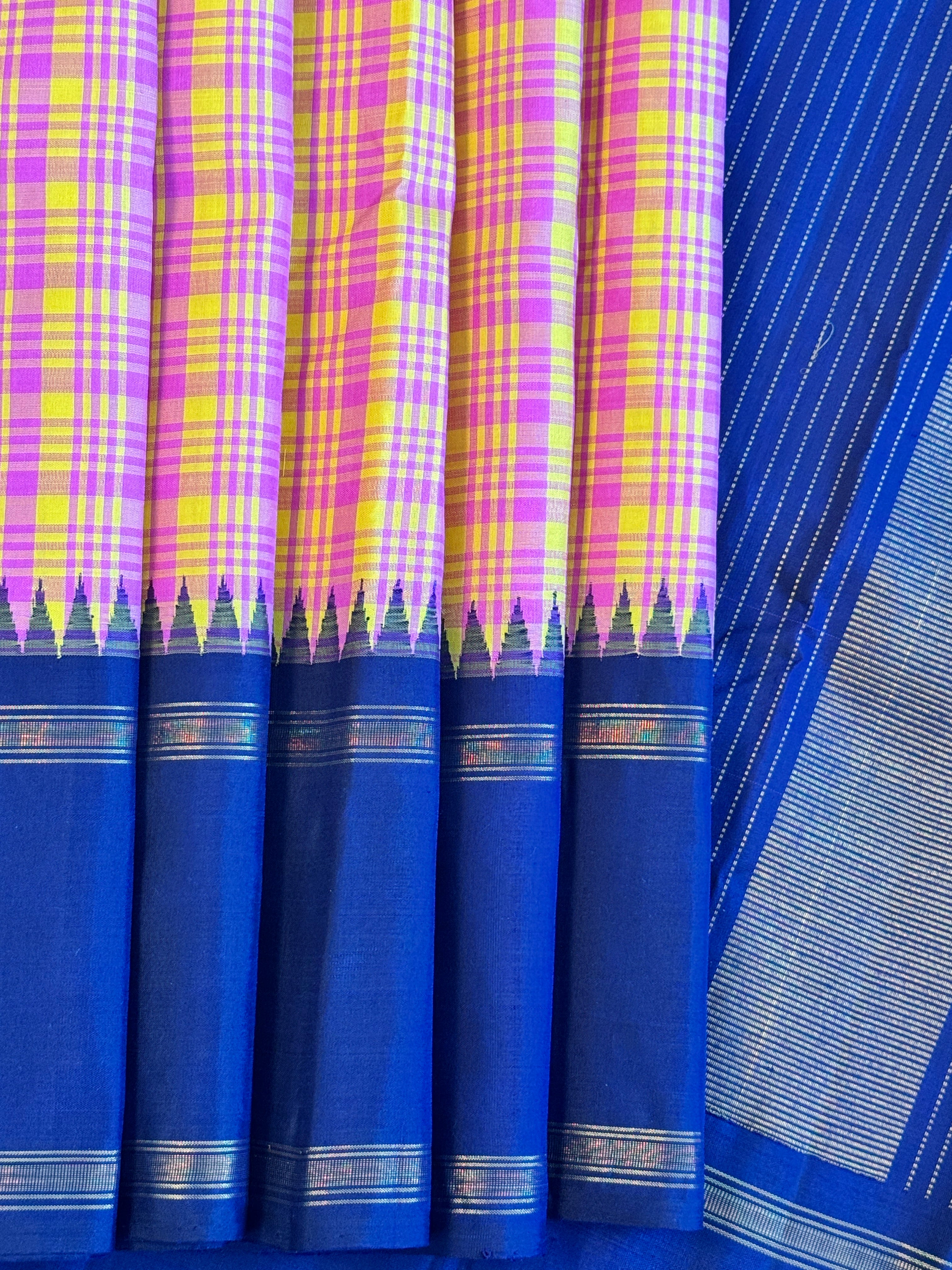 Kanjeevaram Handloom Pure Silk Kattam Saree