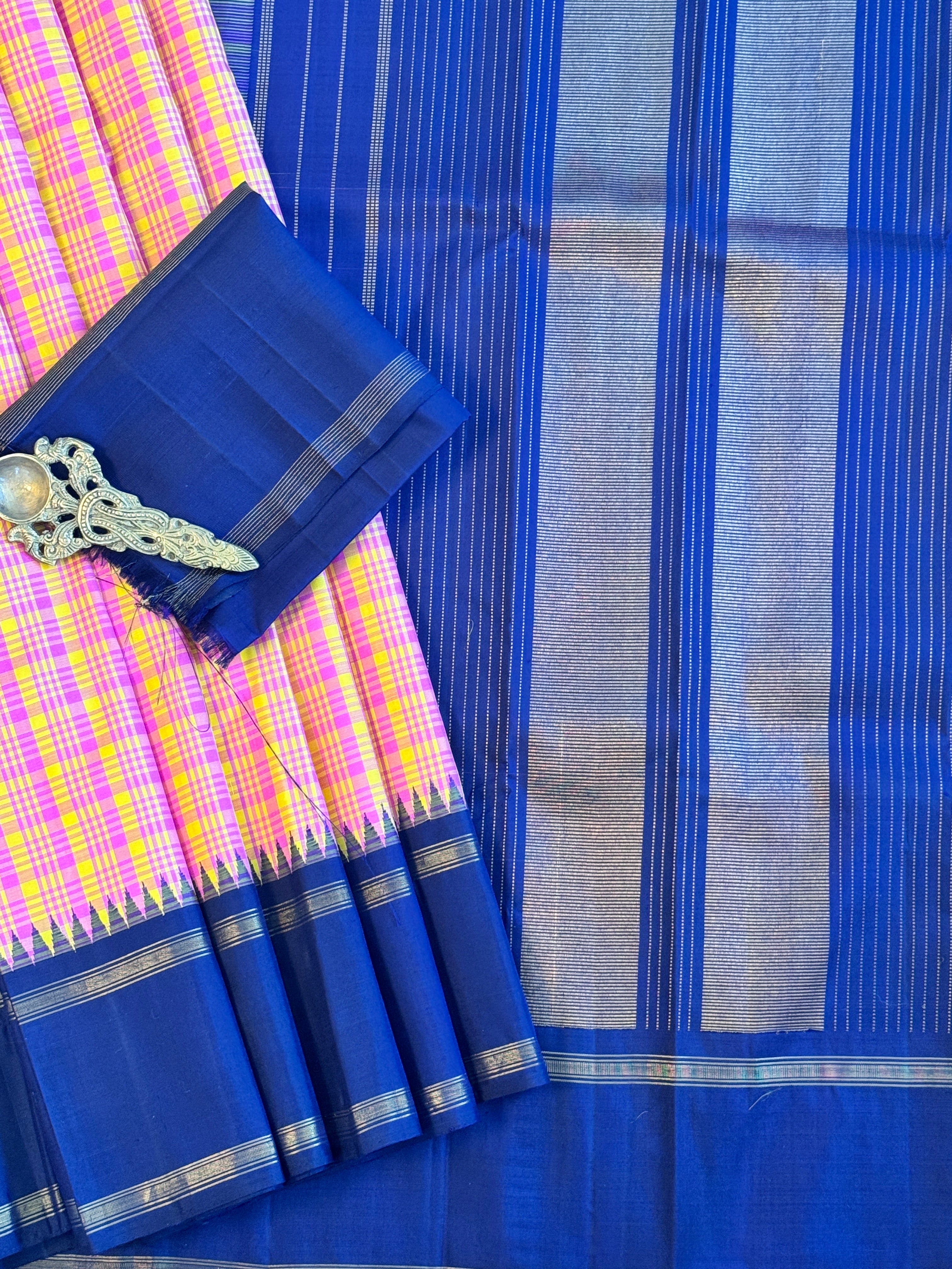 Kanjeevaram Handloom Pure Silk Kattam Saree