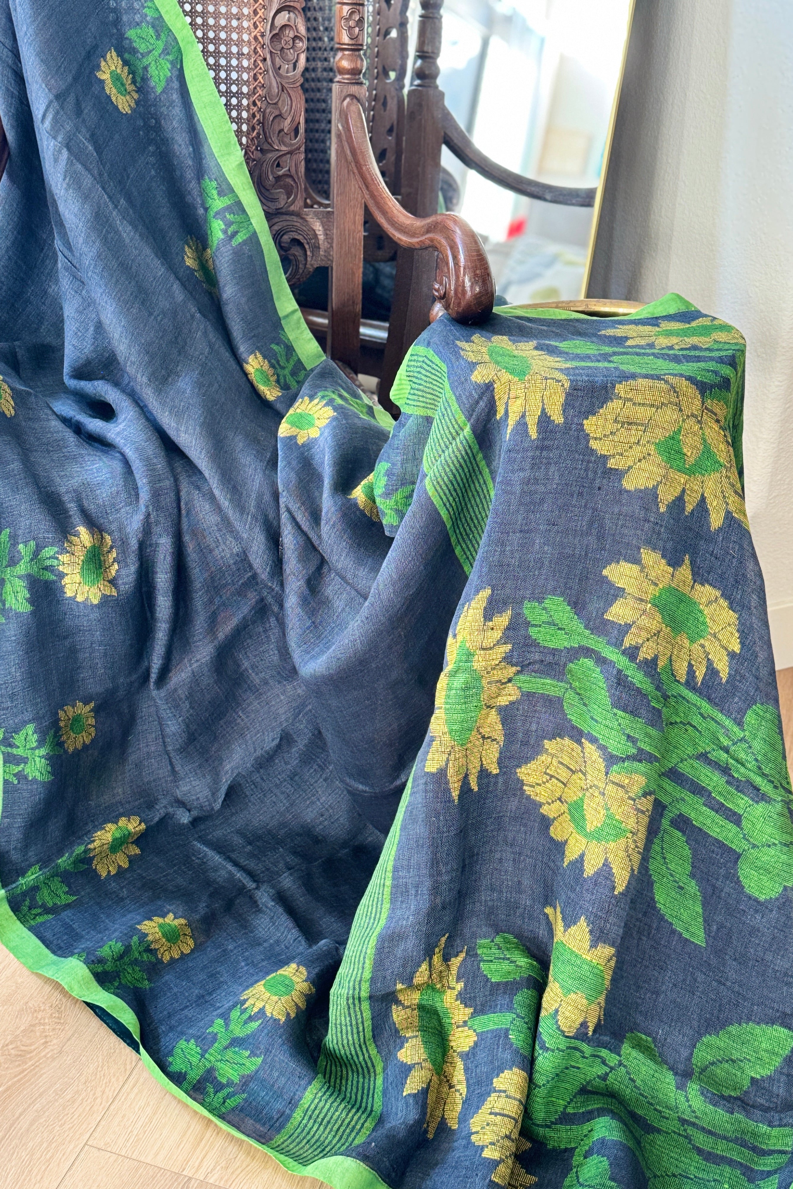 Linen Handloom Woven Saree