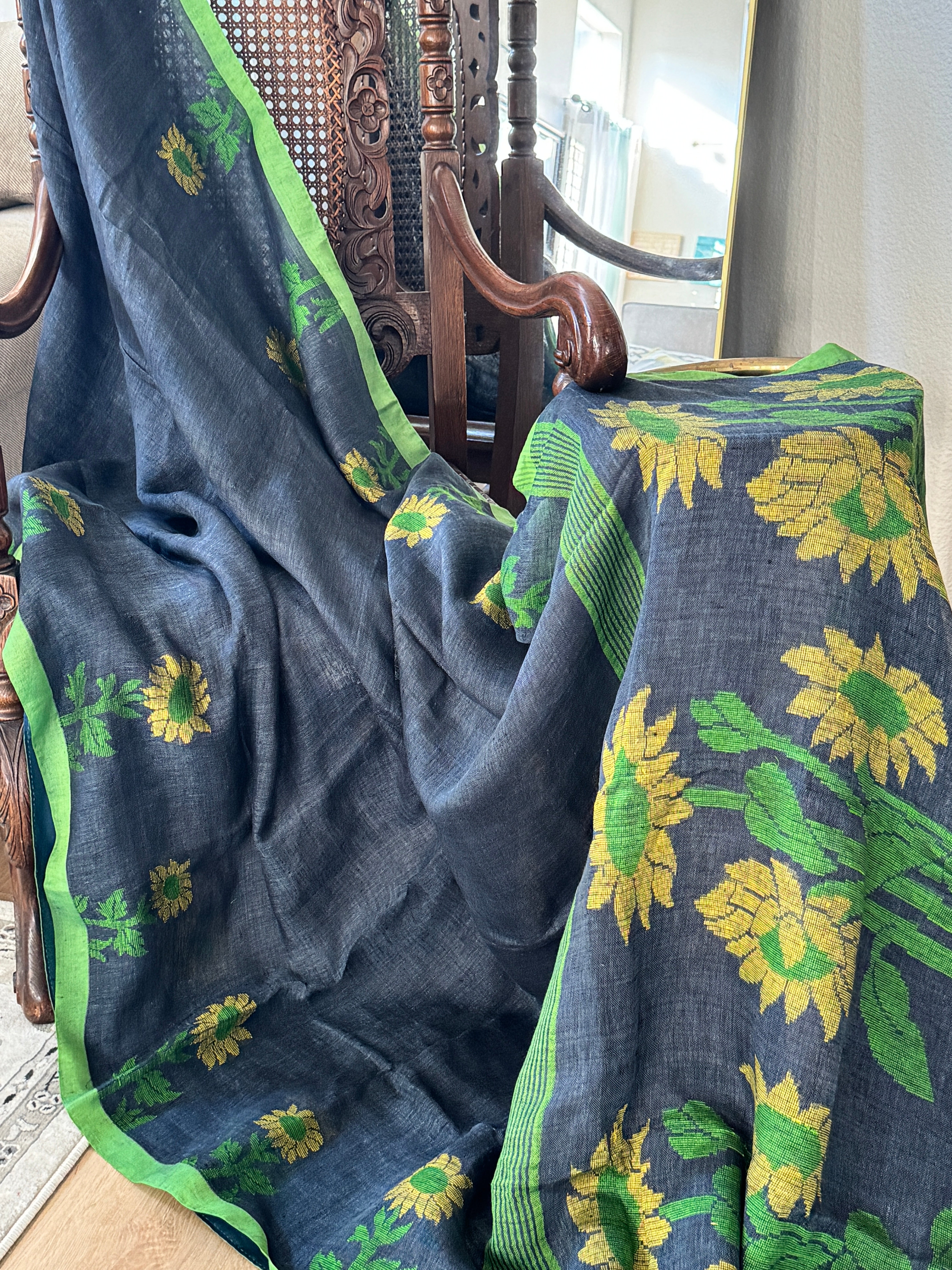 Linen Handloom Woven Saree