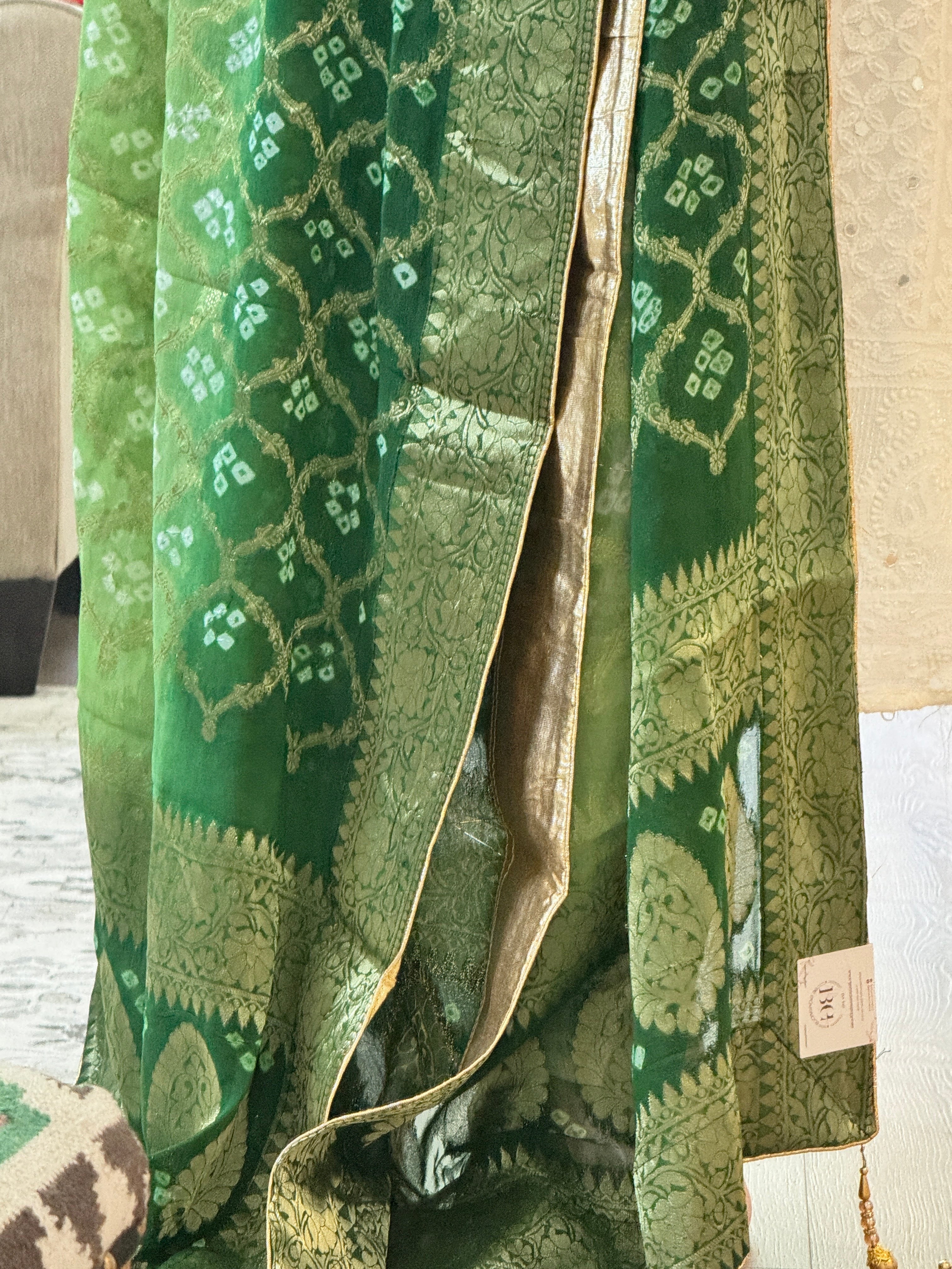 Georgette Gharchola dupatta - green