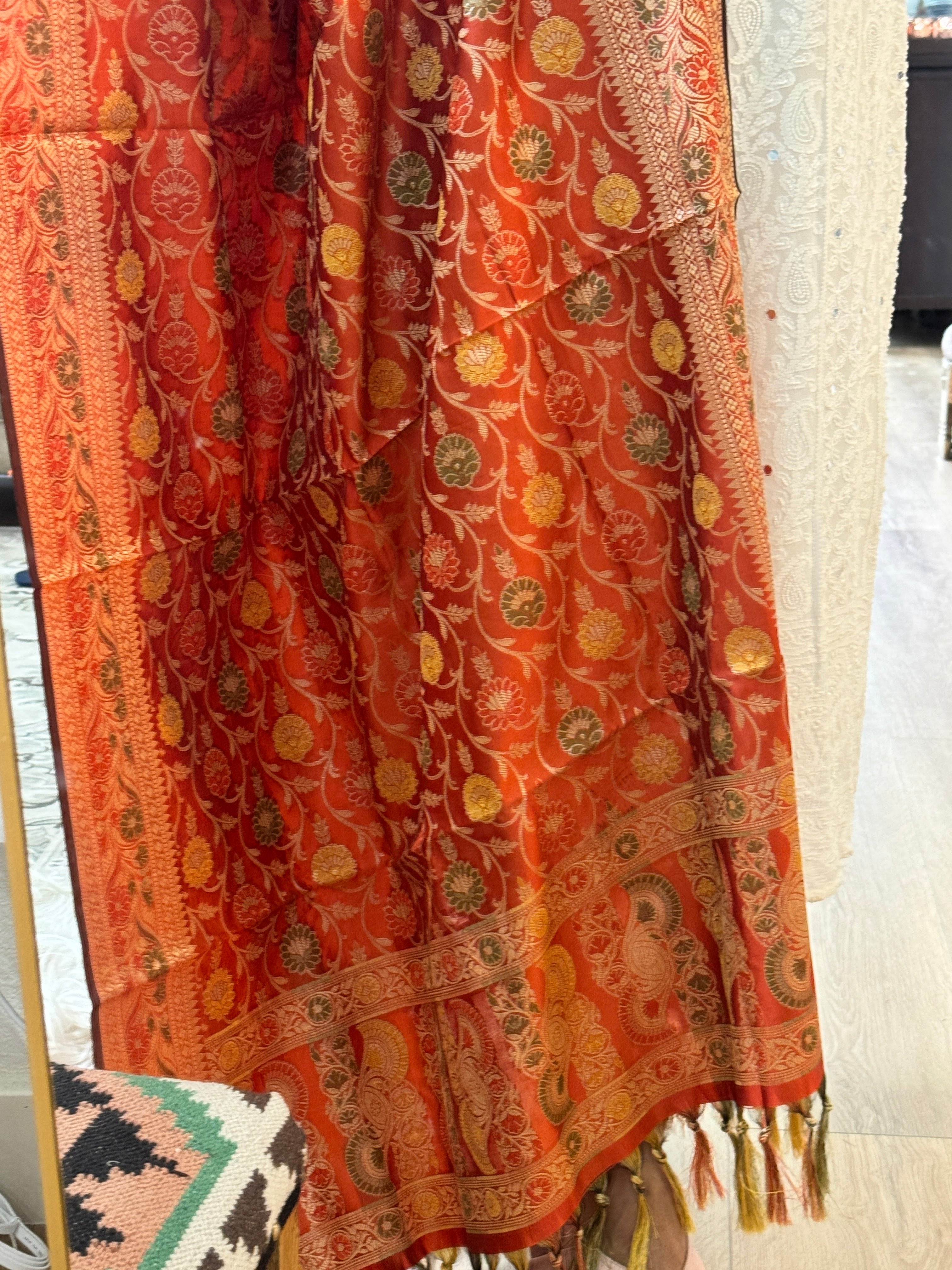 Banarasi Jama Work dupatta - rust