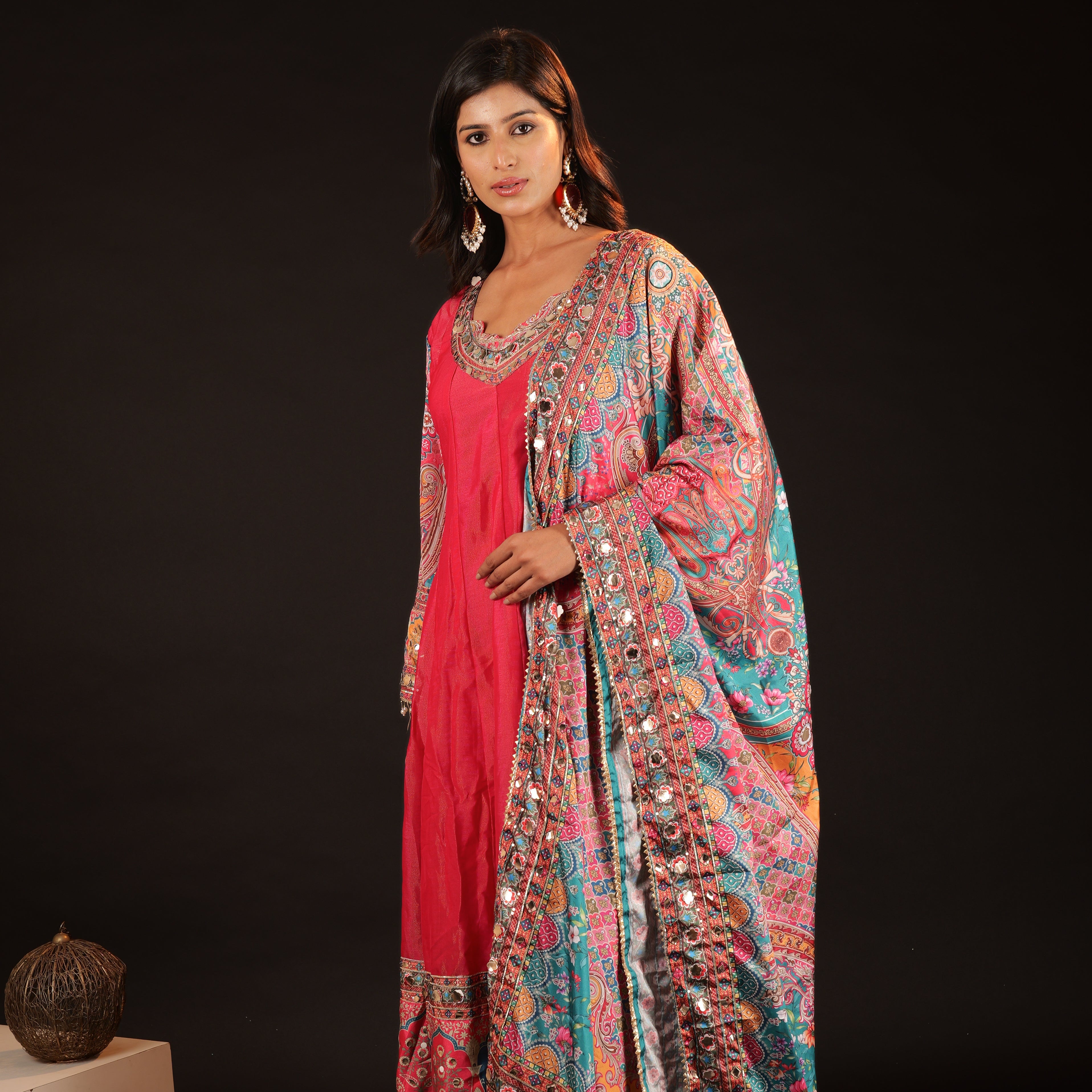 Anarkali Set - reddish pink