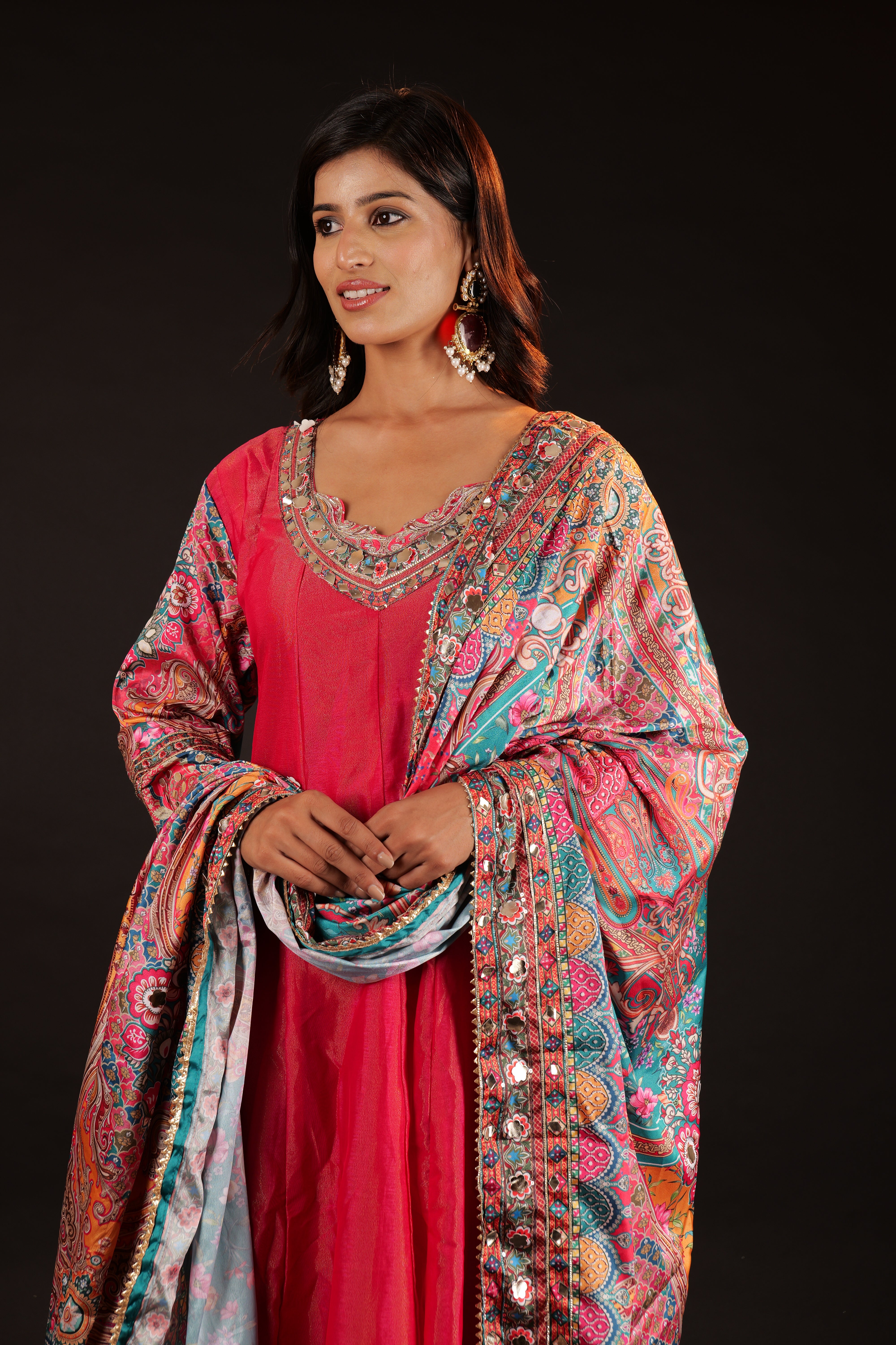 Anarkali Set - reddish pink