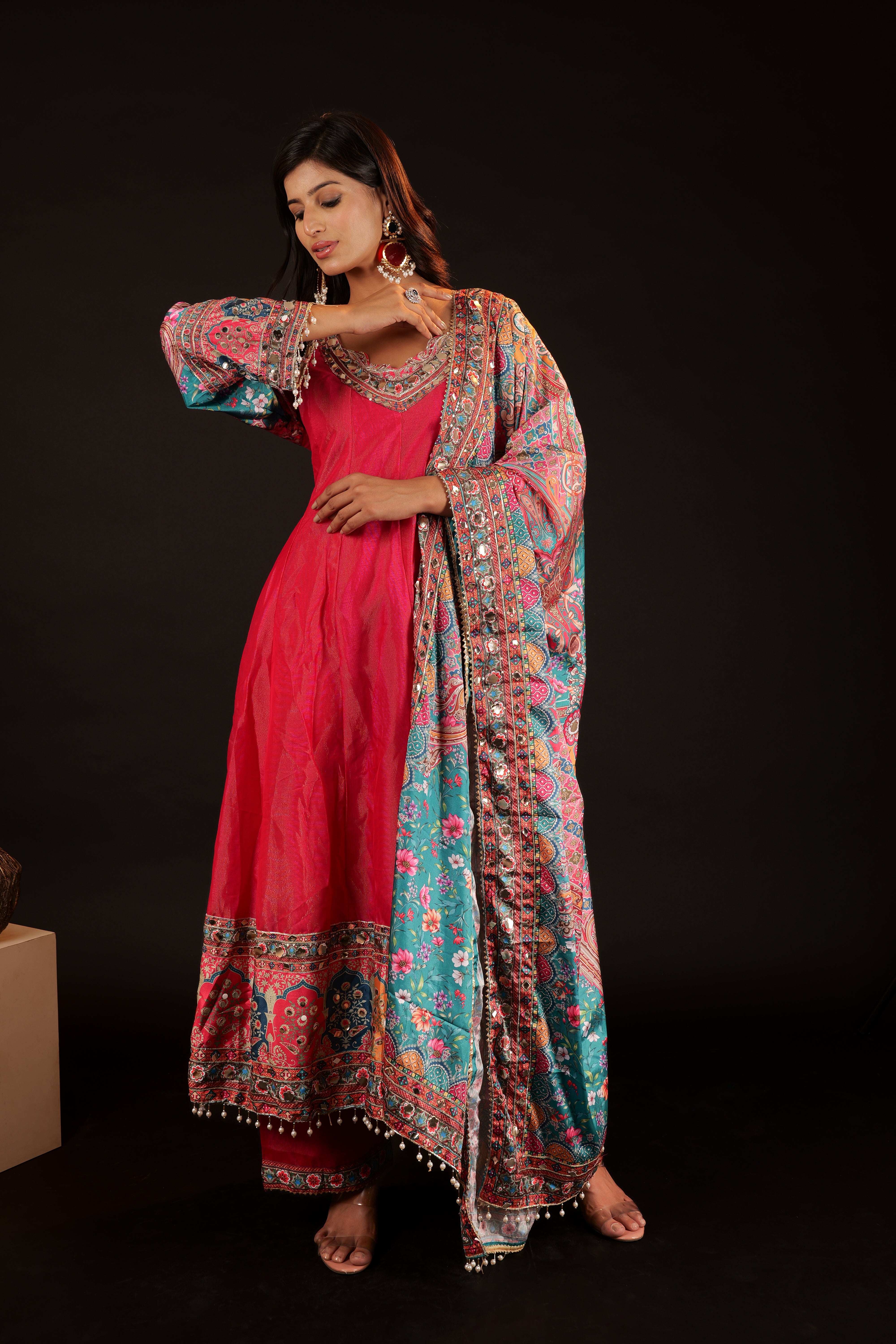 Anarkali Set - reddish pink