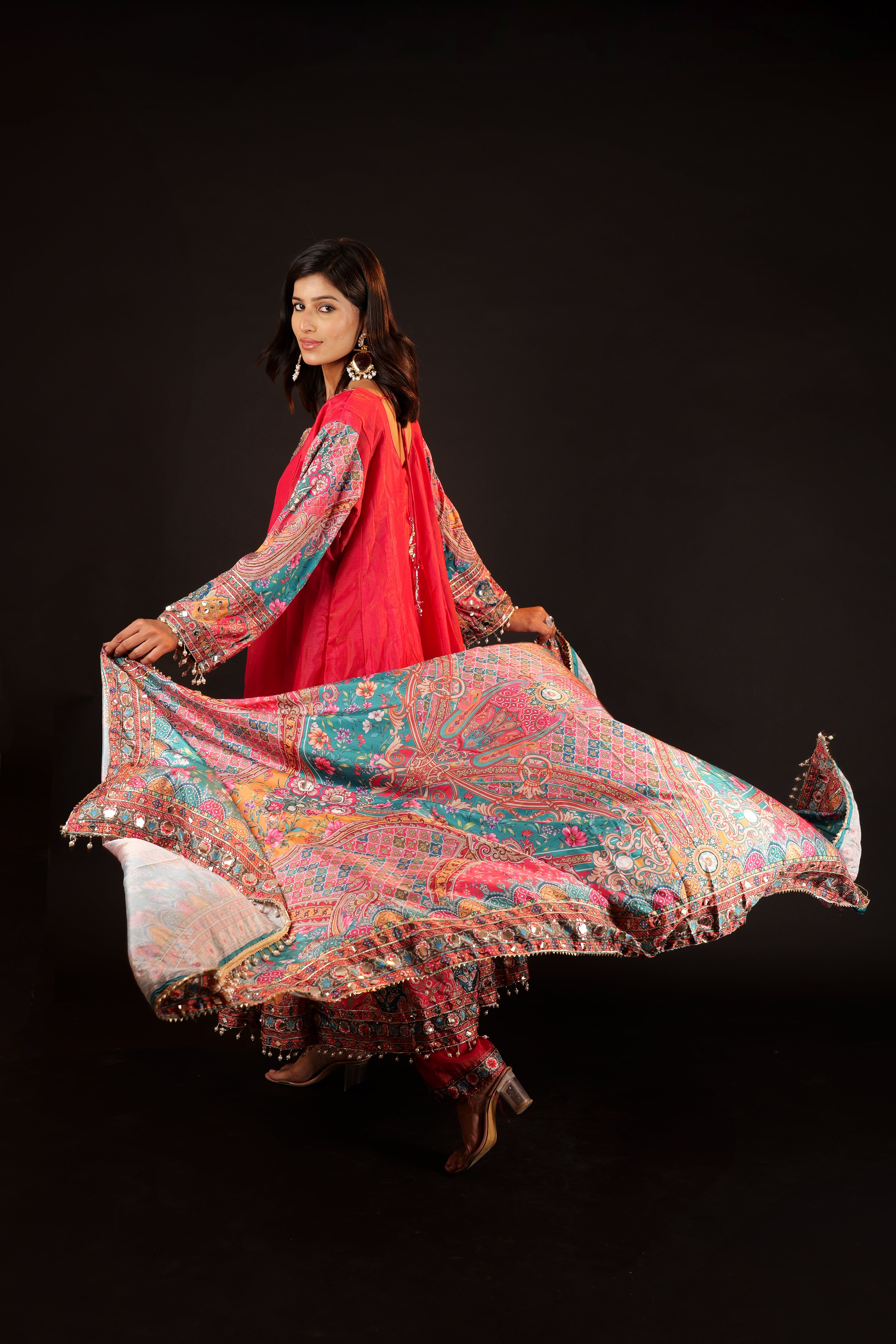 Anarkali Set - reddish pink