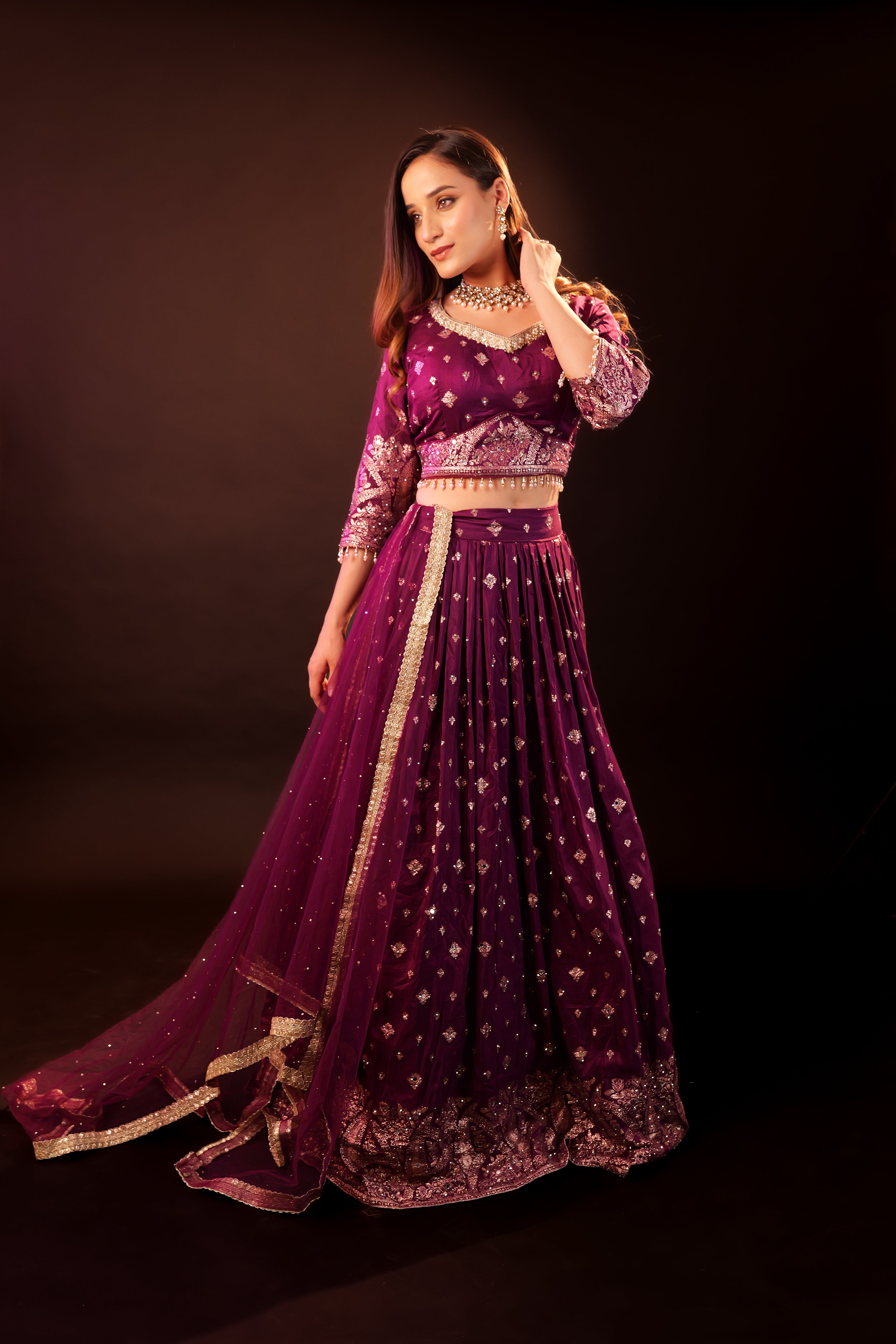 Lehenga 3 piece Set - purple