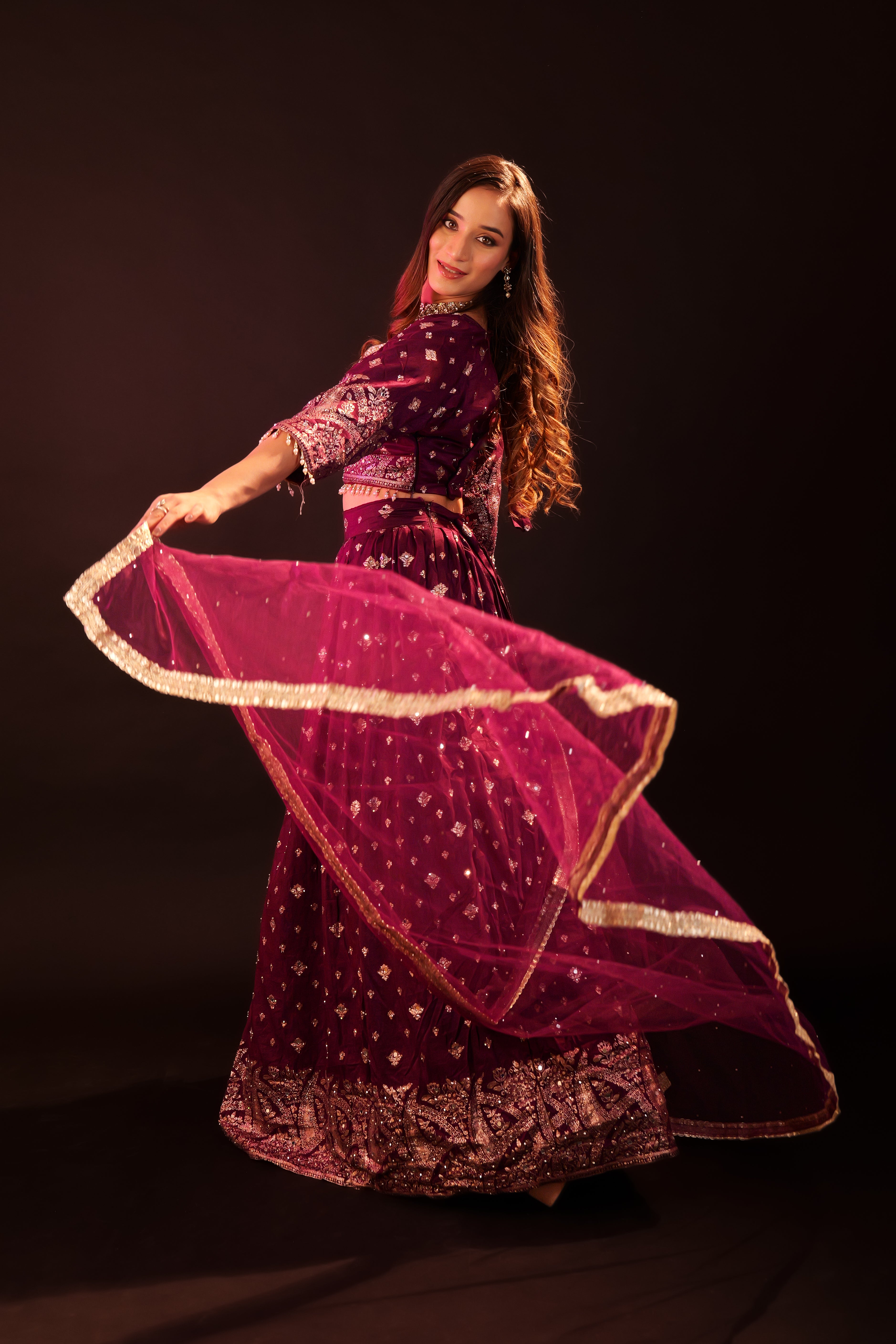 Lehenga 3 piece Set - purple