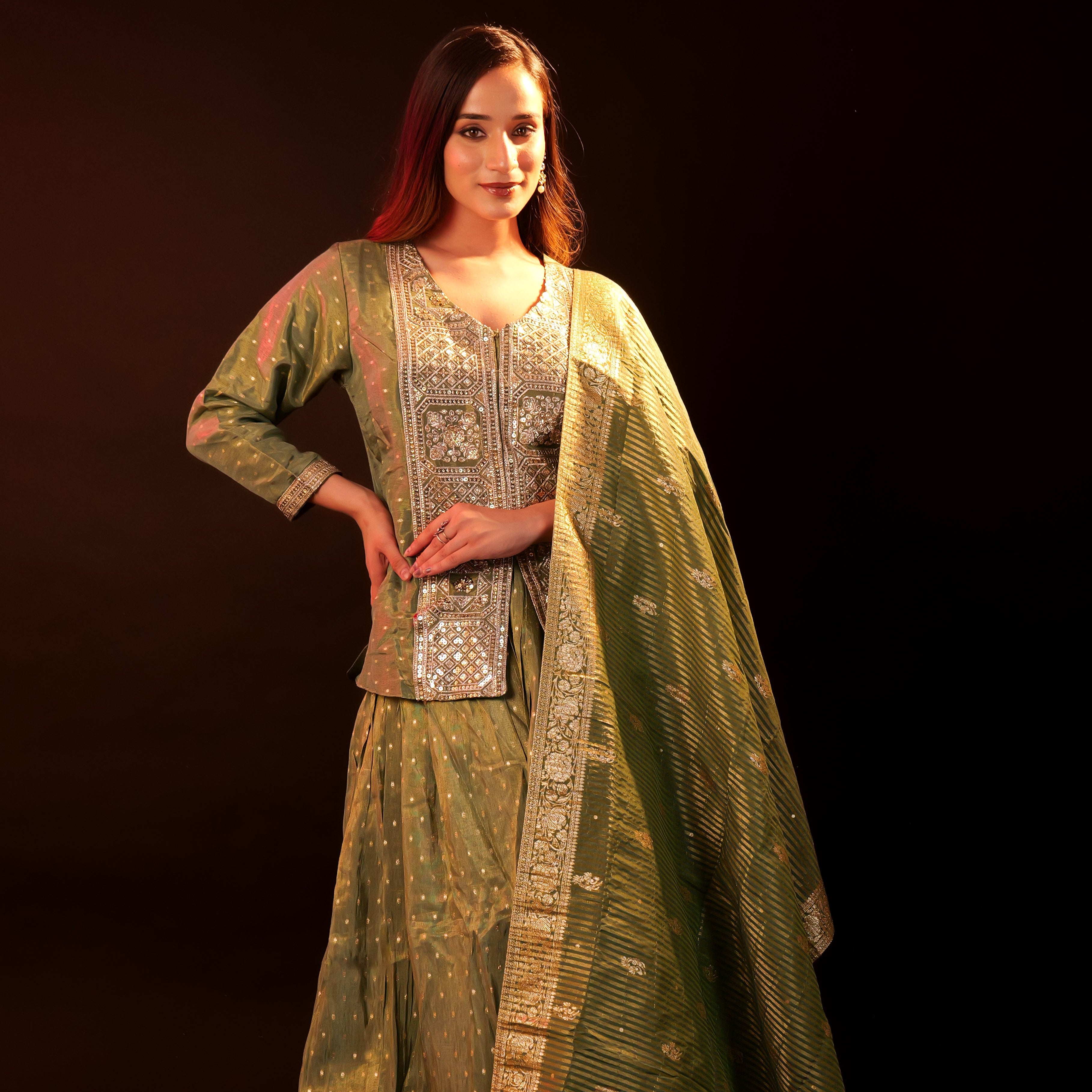 Lehenga 3 piece Set - green