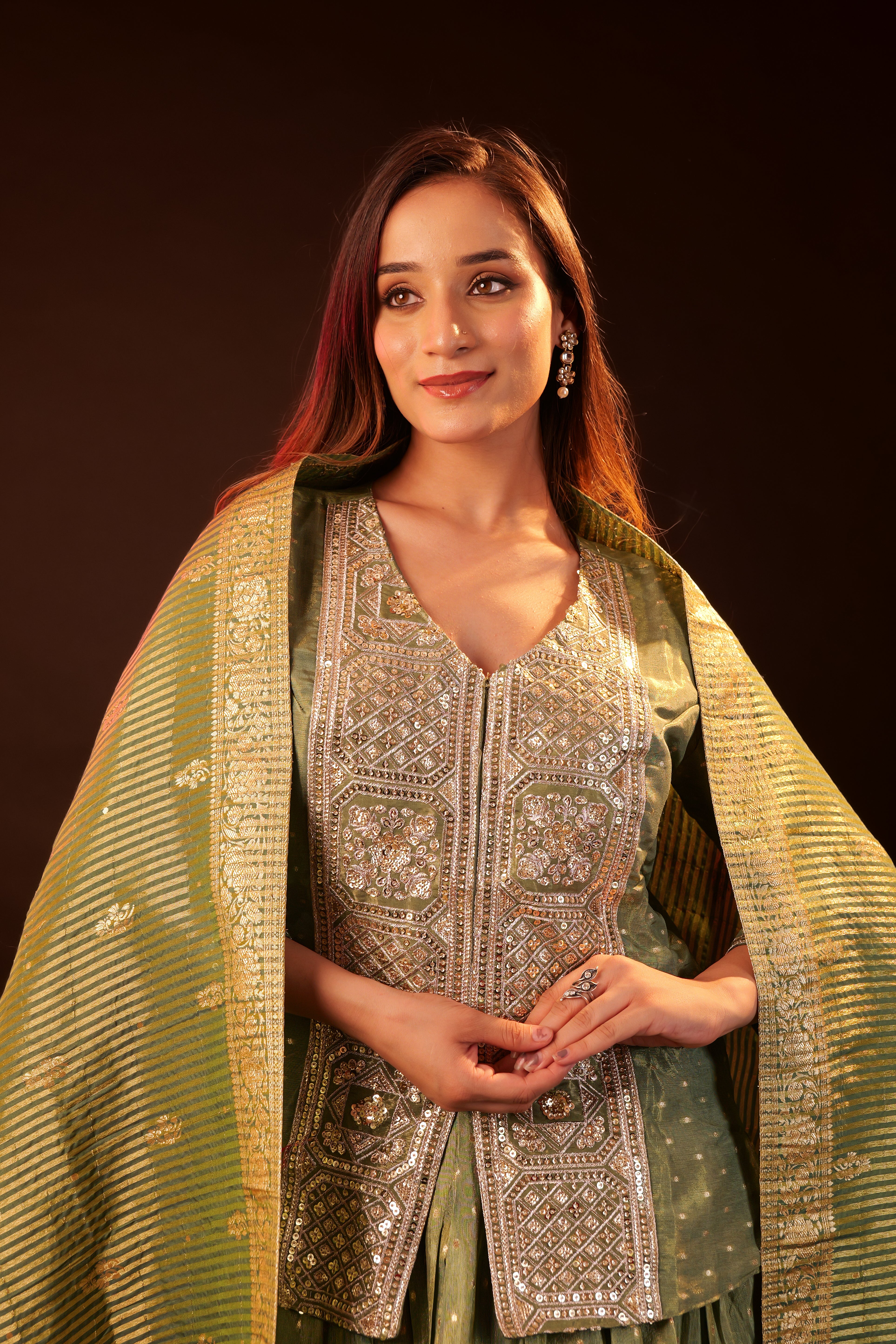 Lehenga 3 piece Set - green