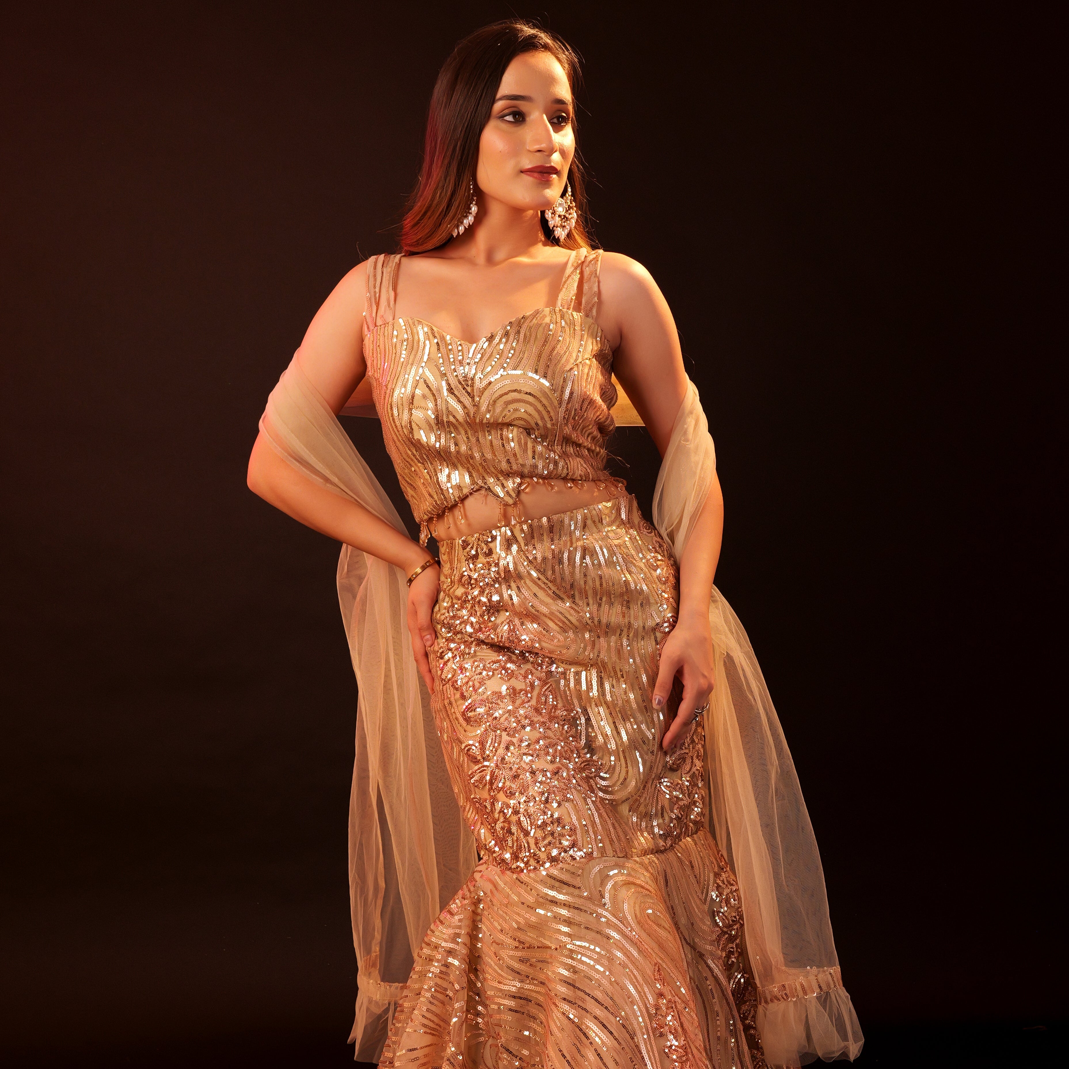 Lehenga 3 piece Set - gold