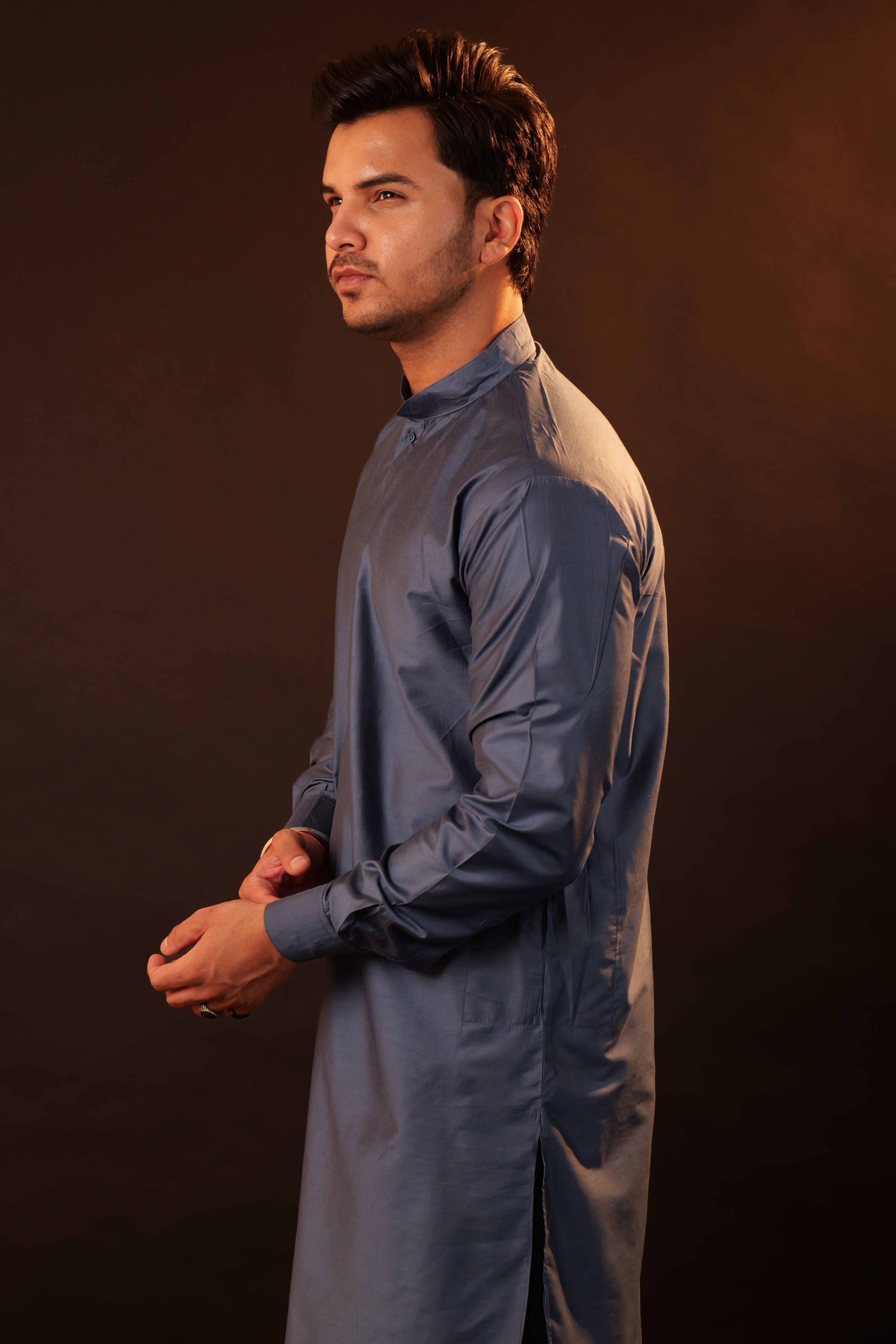 Kurta Pajama Set with Jacket - blue
