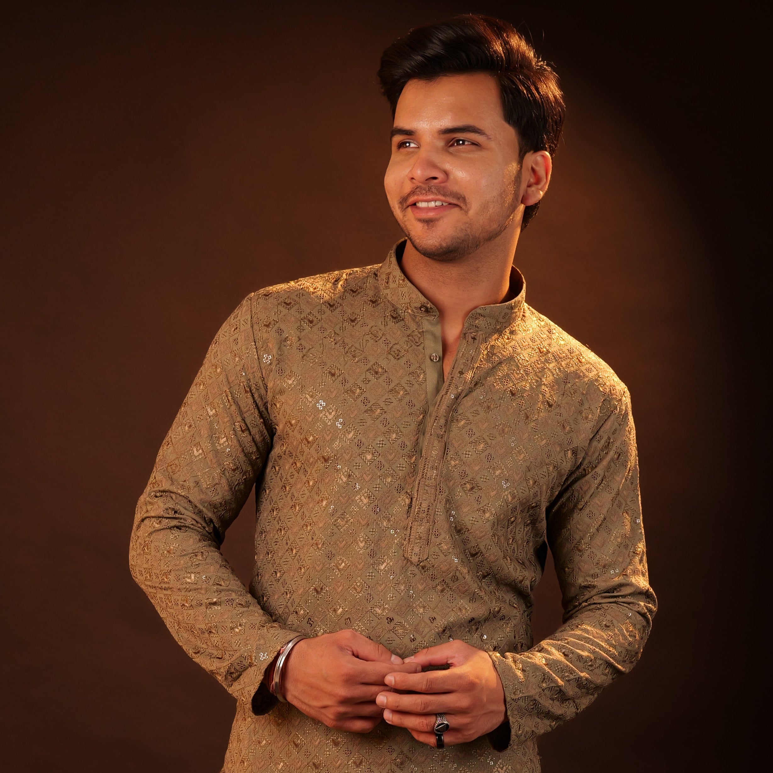 Kurta Pajama Set - grey brown