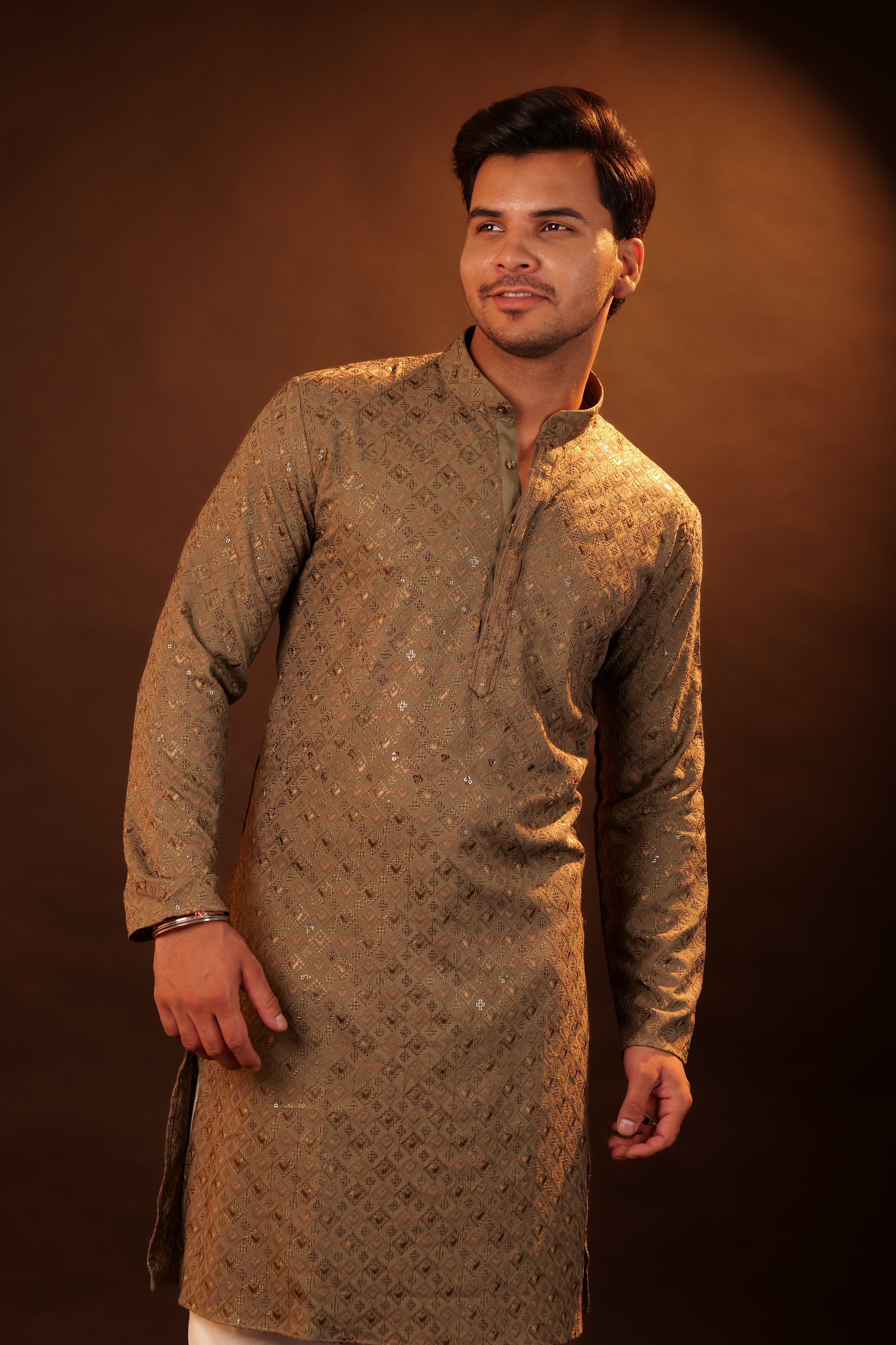 Kurta Pajama Set - grey brown