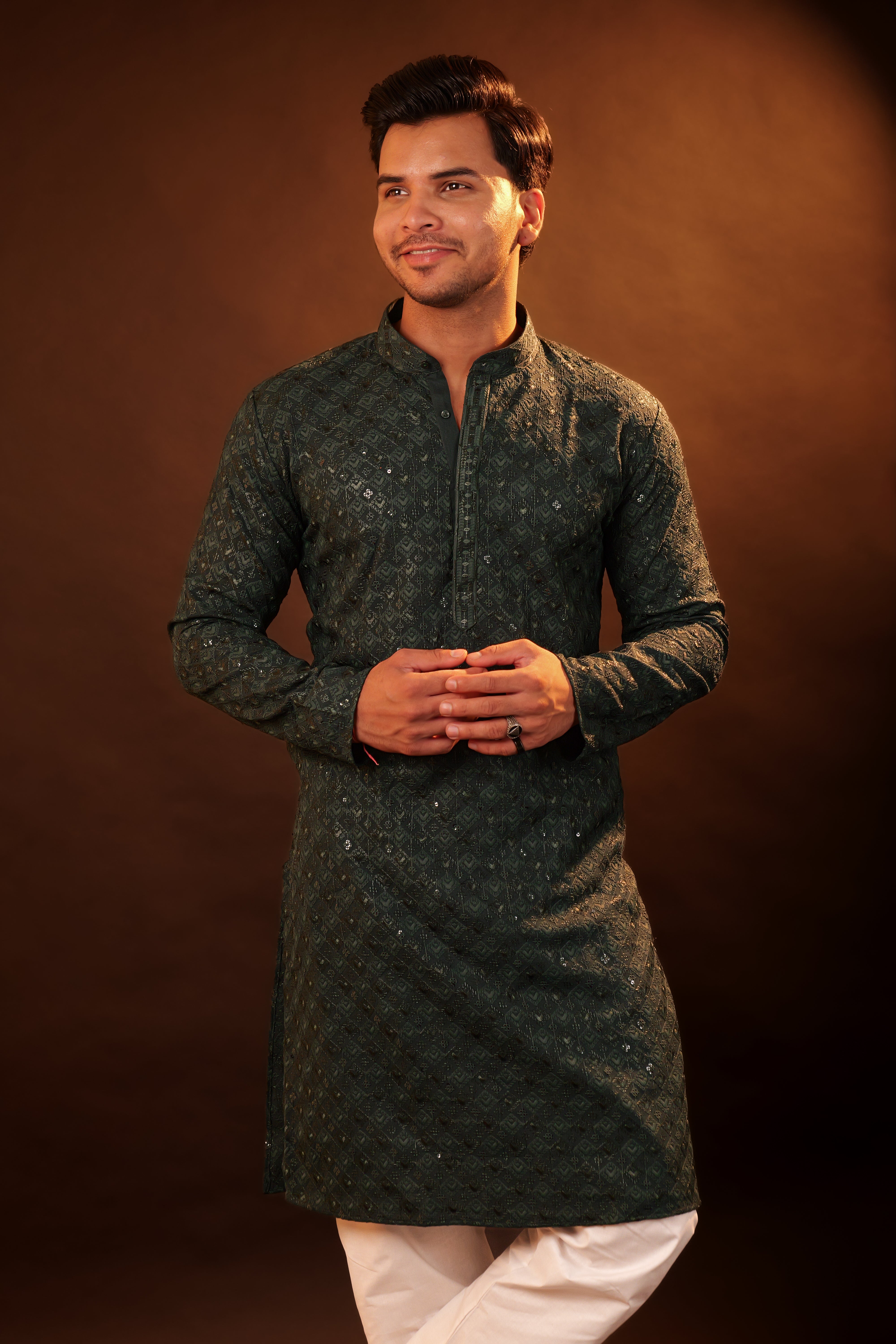 Kurta Pajama Set - bottle green