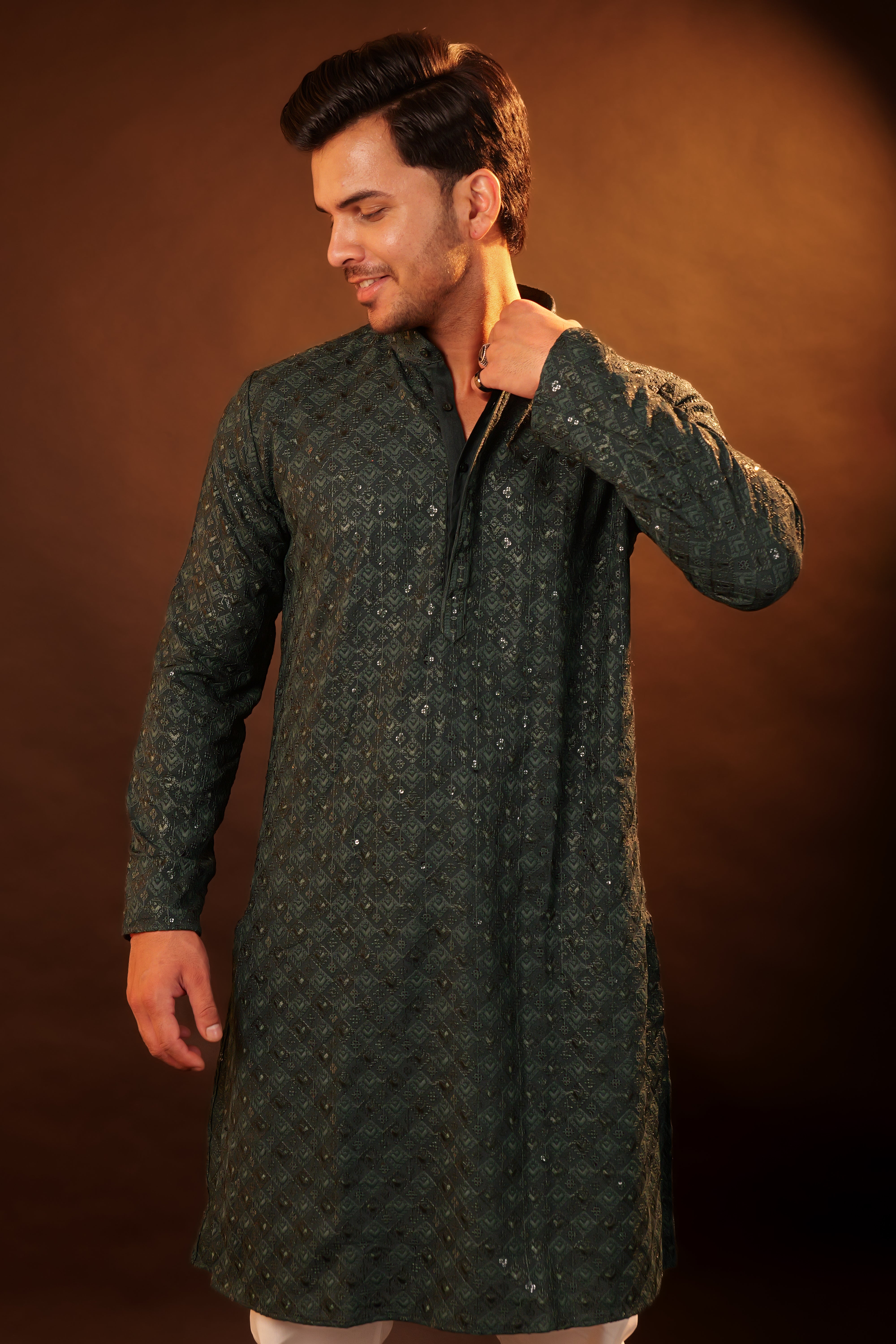 Kurta Pajama Set - bottle green