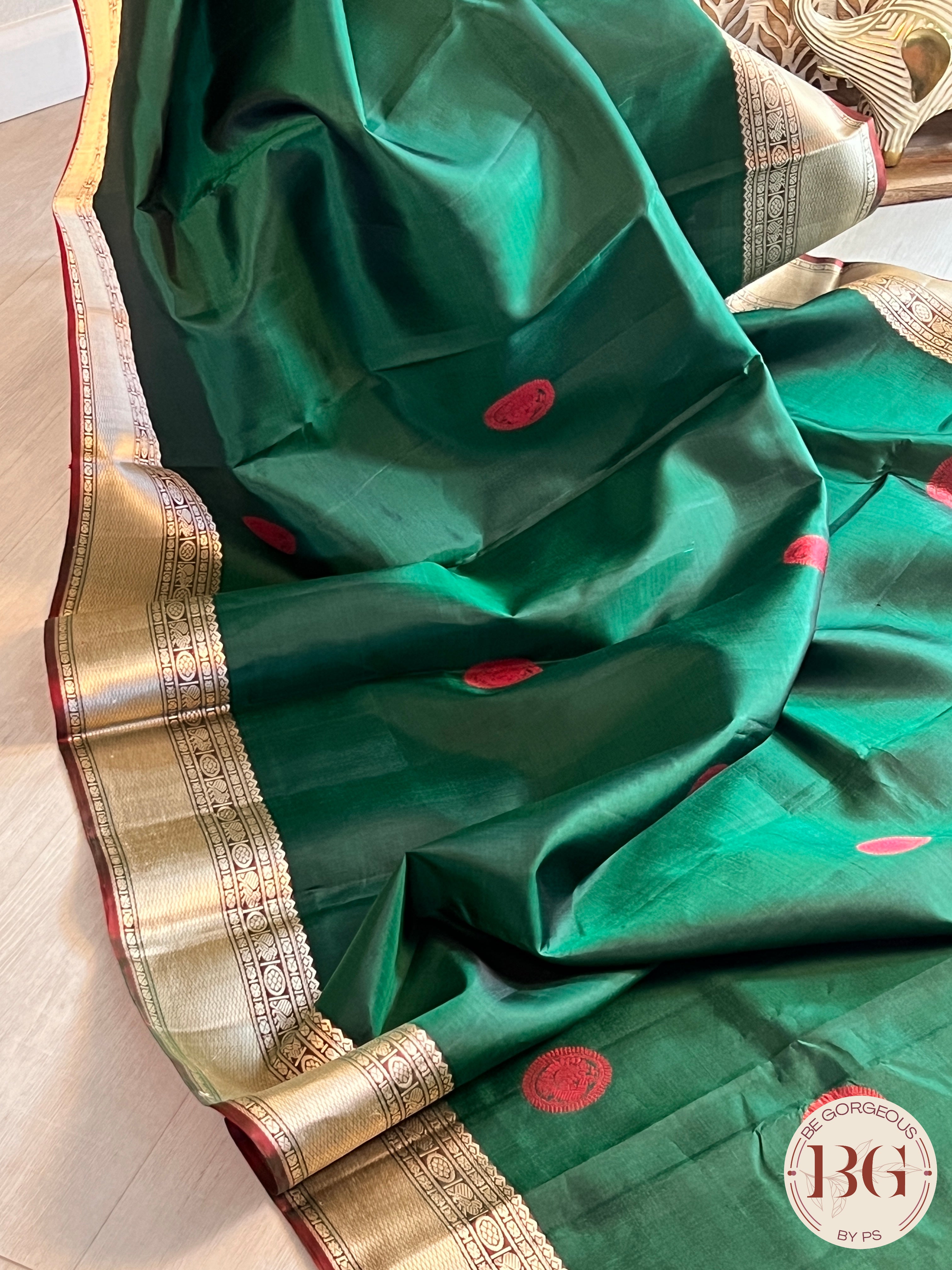KANJEEVARAM PURE SILK KANJEEVARAM BOTTLE GREEN SA-KAN-PUR-BO409