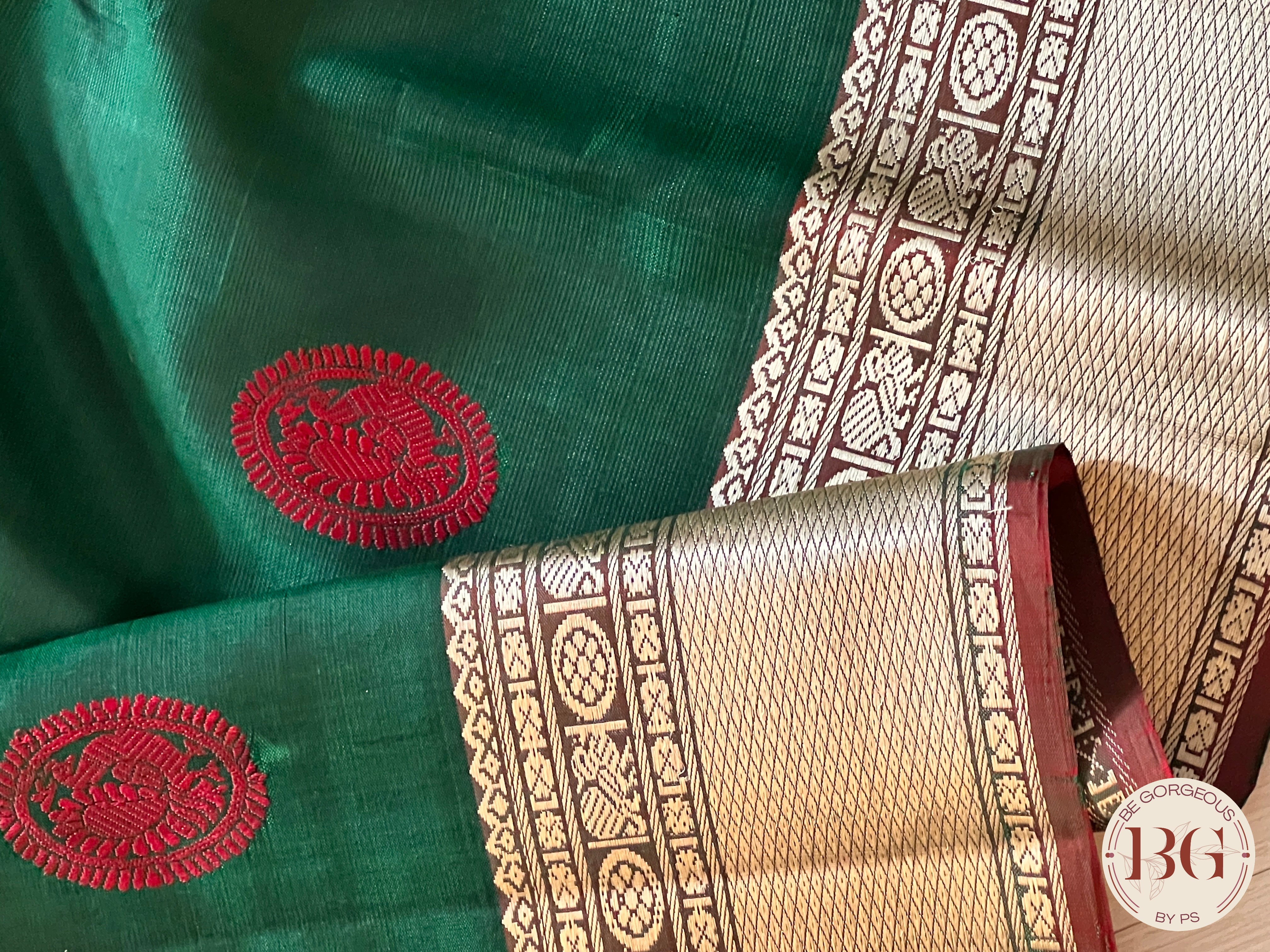 KANJEEVARAM PURE SILK KANJEEVARAM BOTTLE GREEN SA-KAN-PUR-BO409