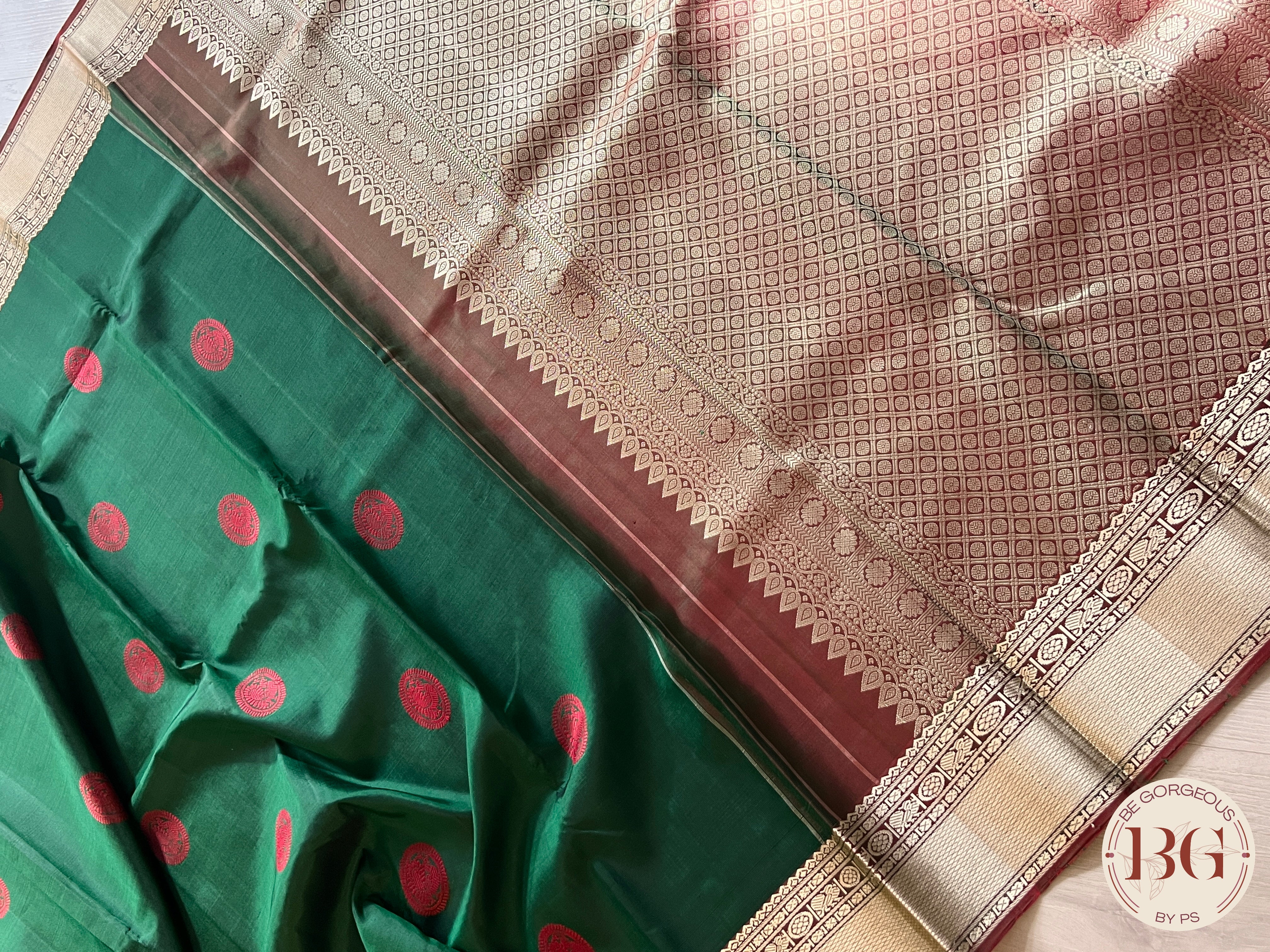 KANJEEVARAM PURE SILK KANJEEVARAM BOTTLE GREEN SA-KAN-PUR-BO409