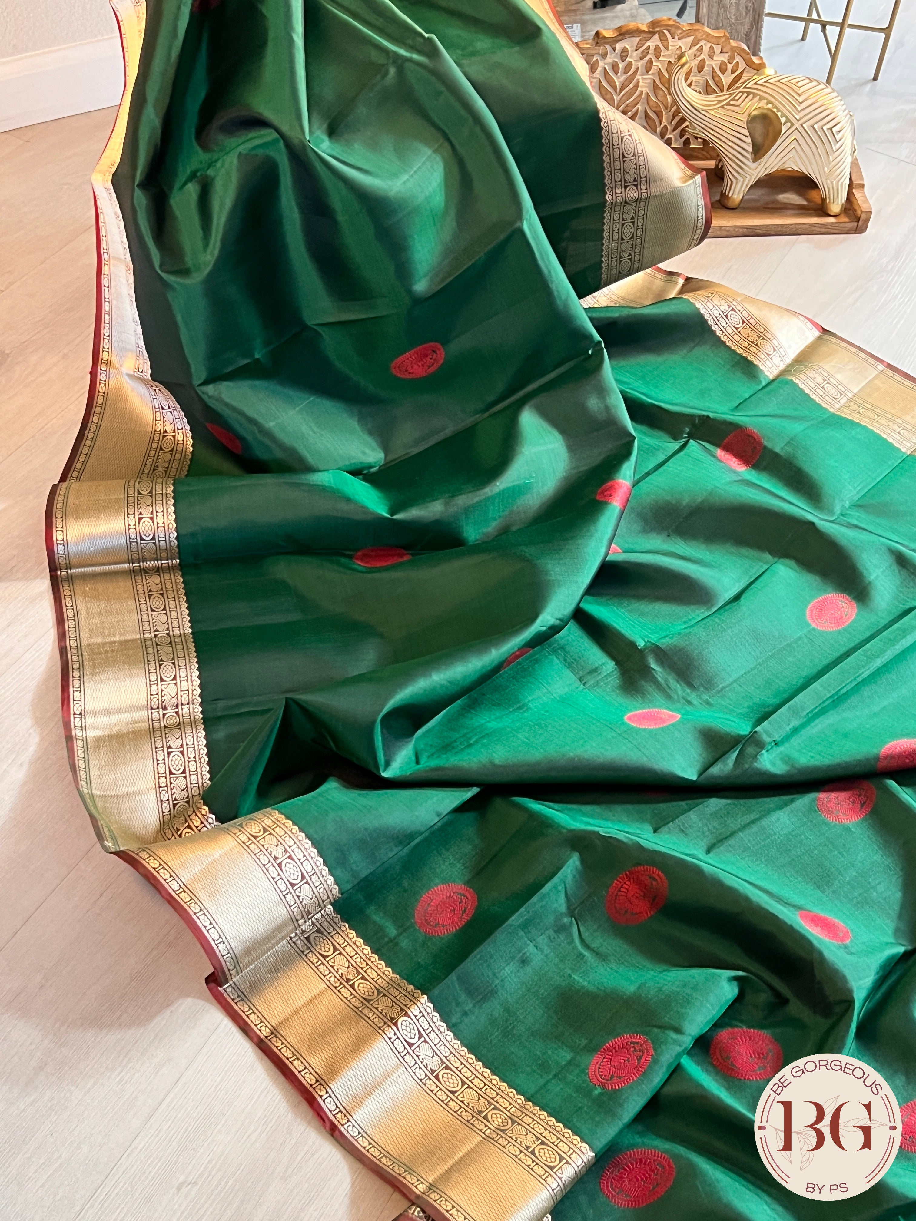 KANJEEVARAM PURE SILK KANJEEVARAM BOTTLE GREEN SA-KAN-PUR-BO409