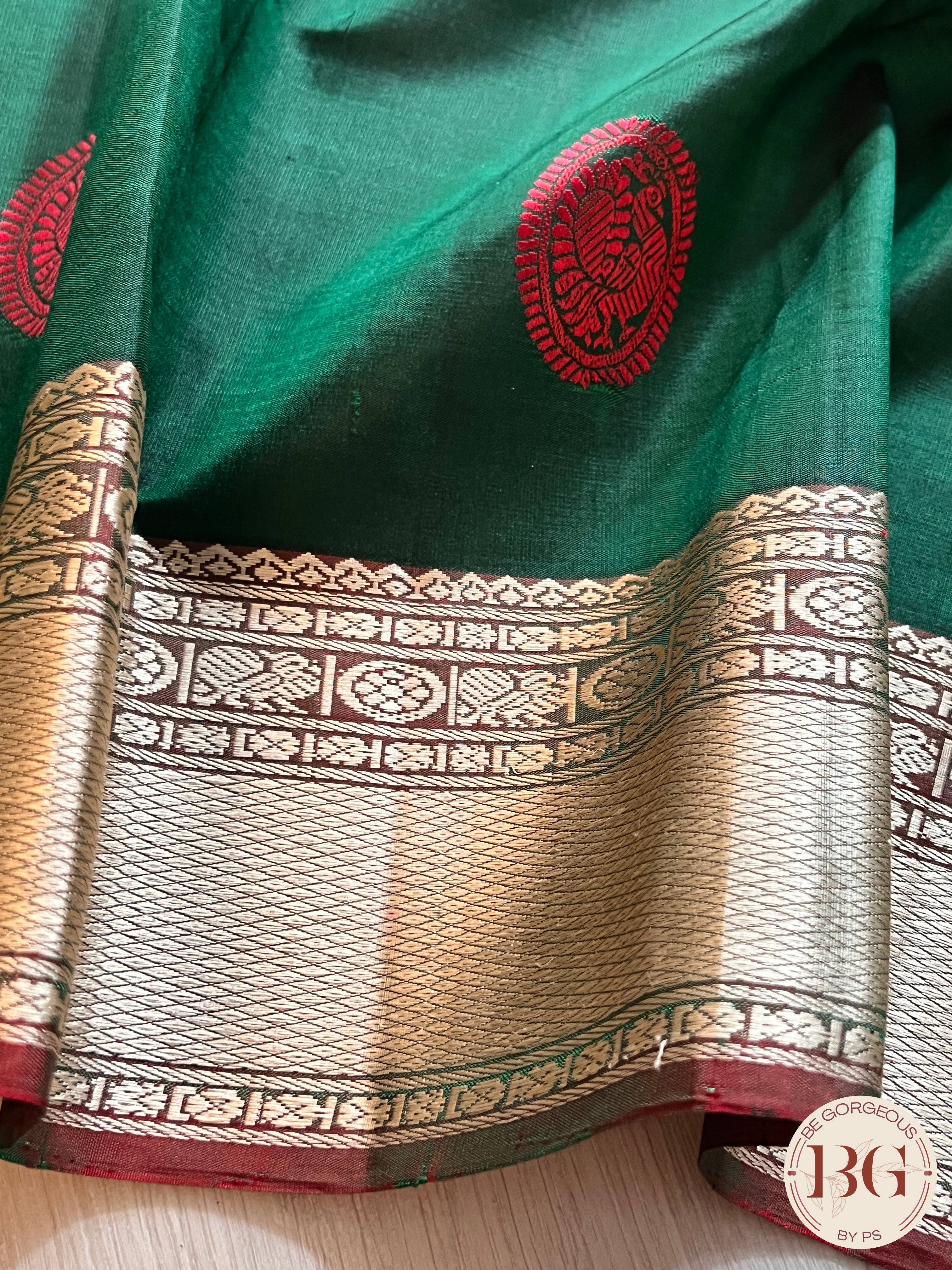 KANJEEVARAM PURE SILK KANJEEVARAM BOTTLE GREEN SA-KAN-PUR-BO409