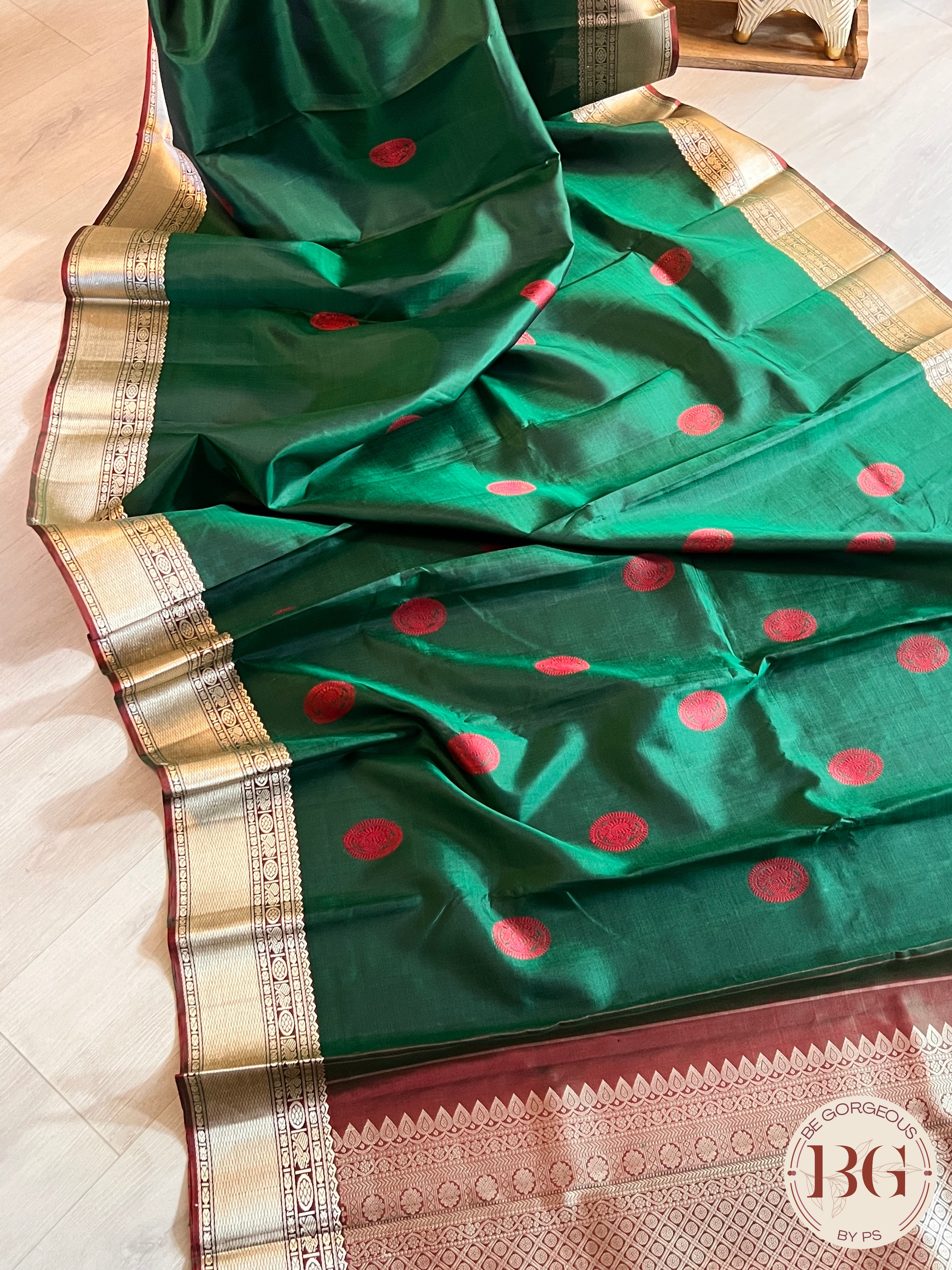 KANJEEVARAM PURE SILK KANJEEVARAM BOTTLE GREEN SA-KAN-PUR-BO409