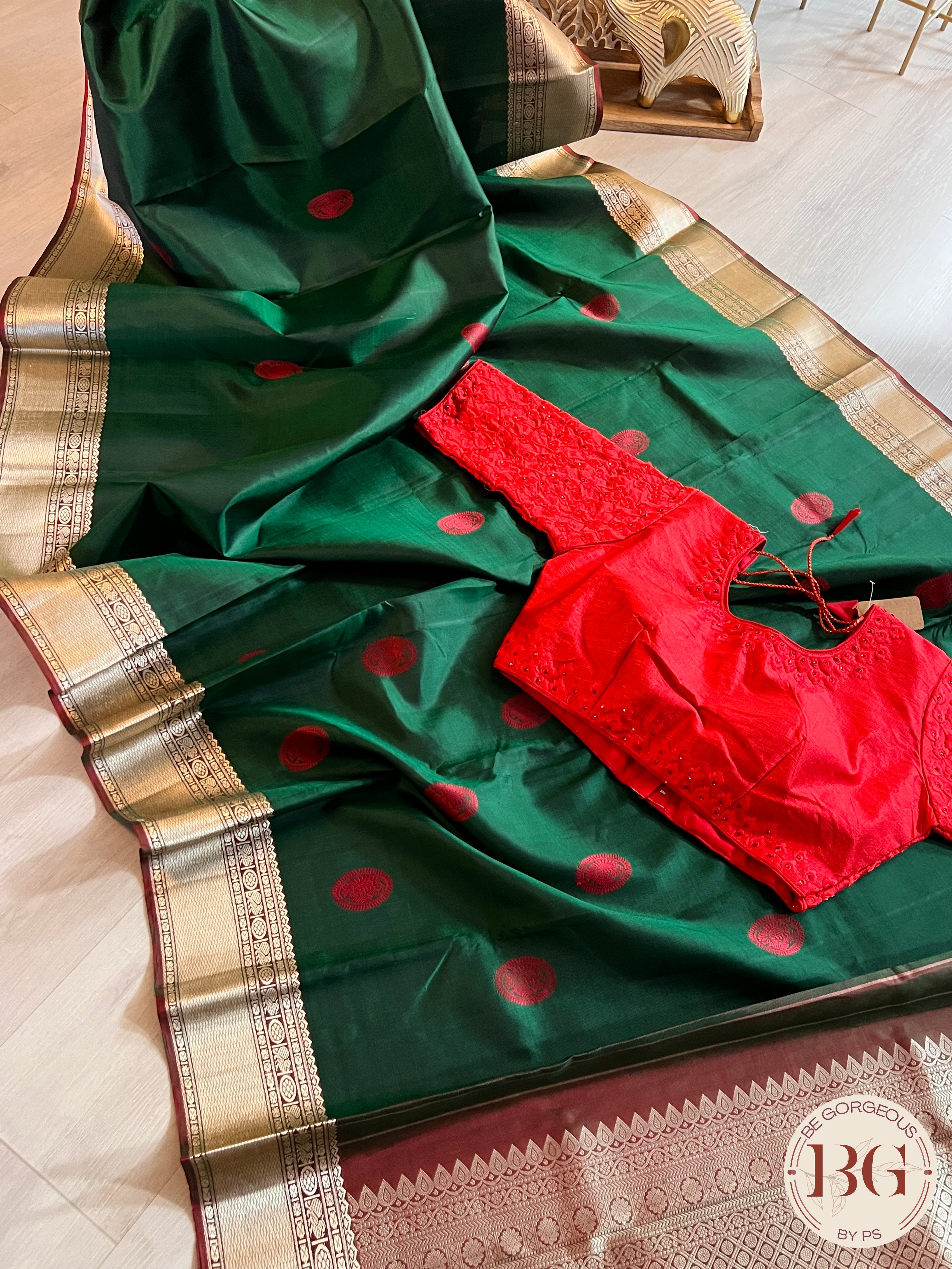 KANJEEVARAM PURE SILK KANJEEVARAM BOTTLE GREEN SA-KAN-PUR-BO409