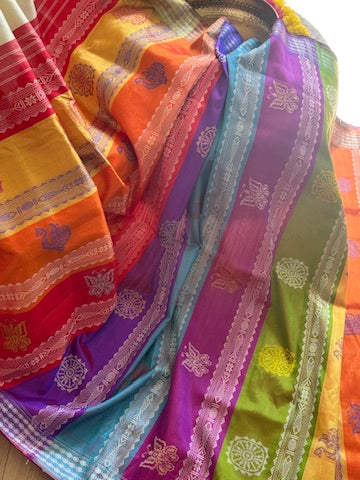 Odisha Double Berhampuri Pure Silk Handloom Saree - off white