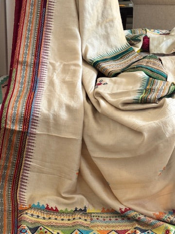 Lambani Hand Embroidered Vidharba Tussar Saree